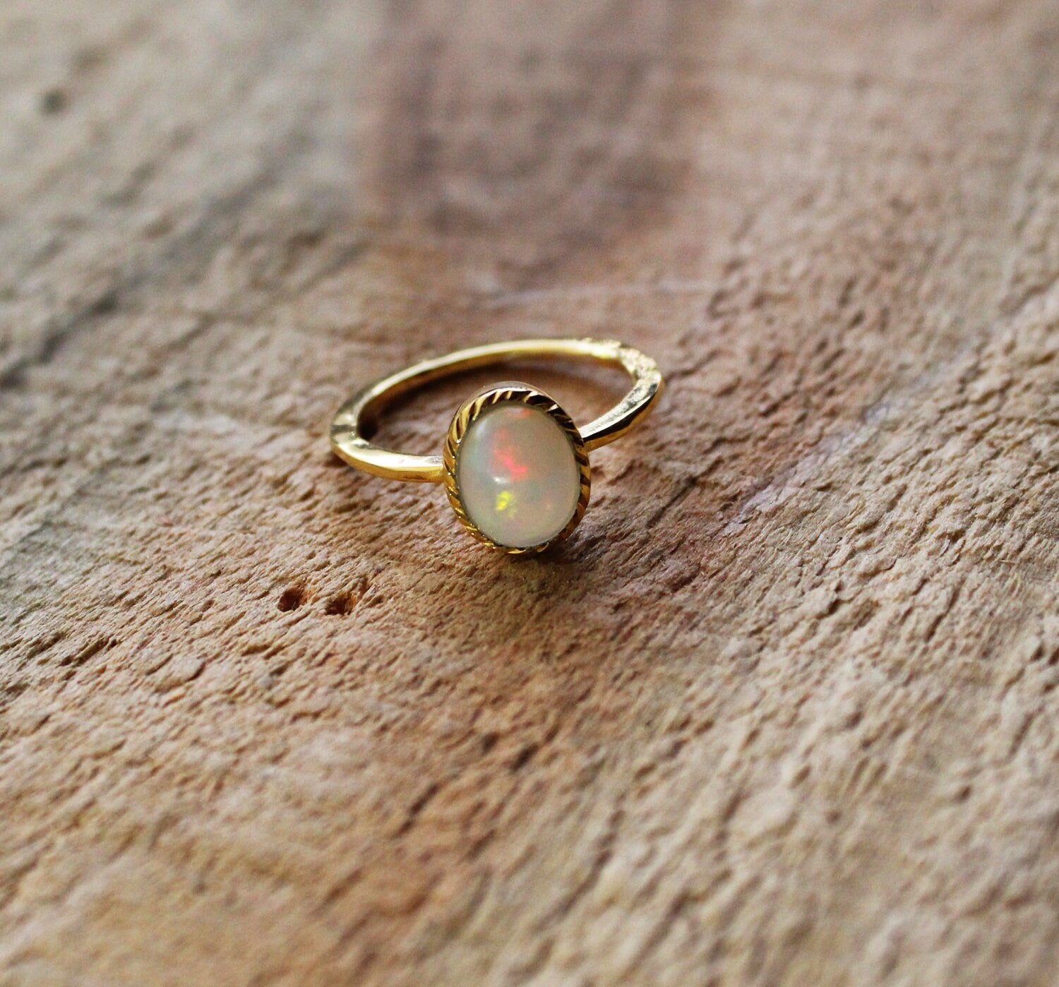 Natural Ethiopian Opal Ring, Dainty Sterling Silver Ring, Gold Opal Ring, Delicate Gold Ring, Stacking Ring, Gold Filled Ring
