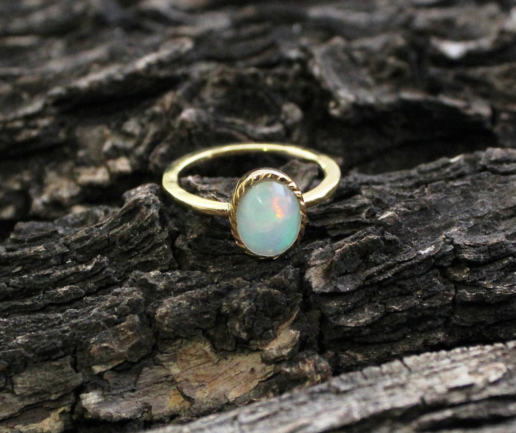 Natural Ethiopian Opal Ring, Dainty Sterling Silver Ring, Gold Opal Ring, Delicate Gold Ring, Stacking Ring, Gold Filled Ring