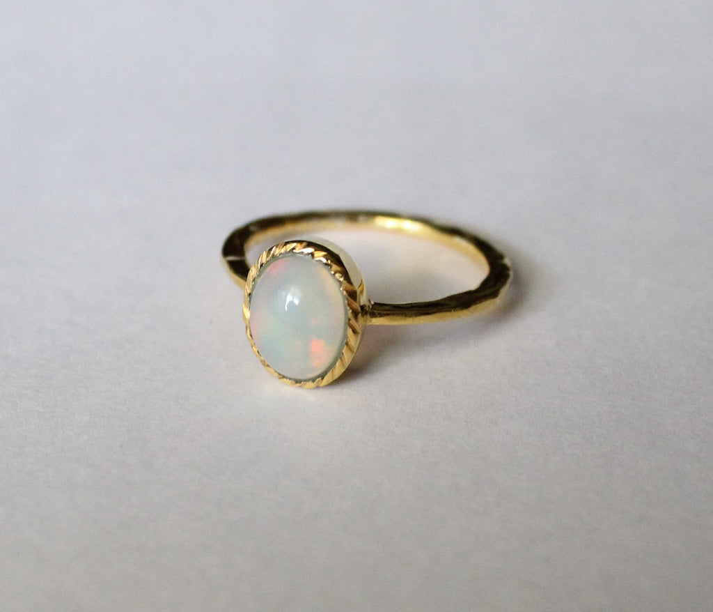 Natural Ethiopian Opal Ring, Dainty Sterling Silver Ring, Gold Opal Ring, Delicate Gold Ring, Stacking Ring, Gold Filled Ring