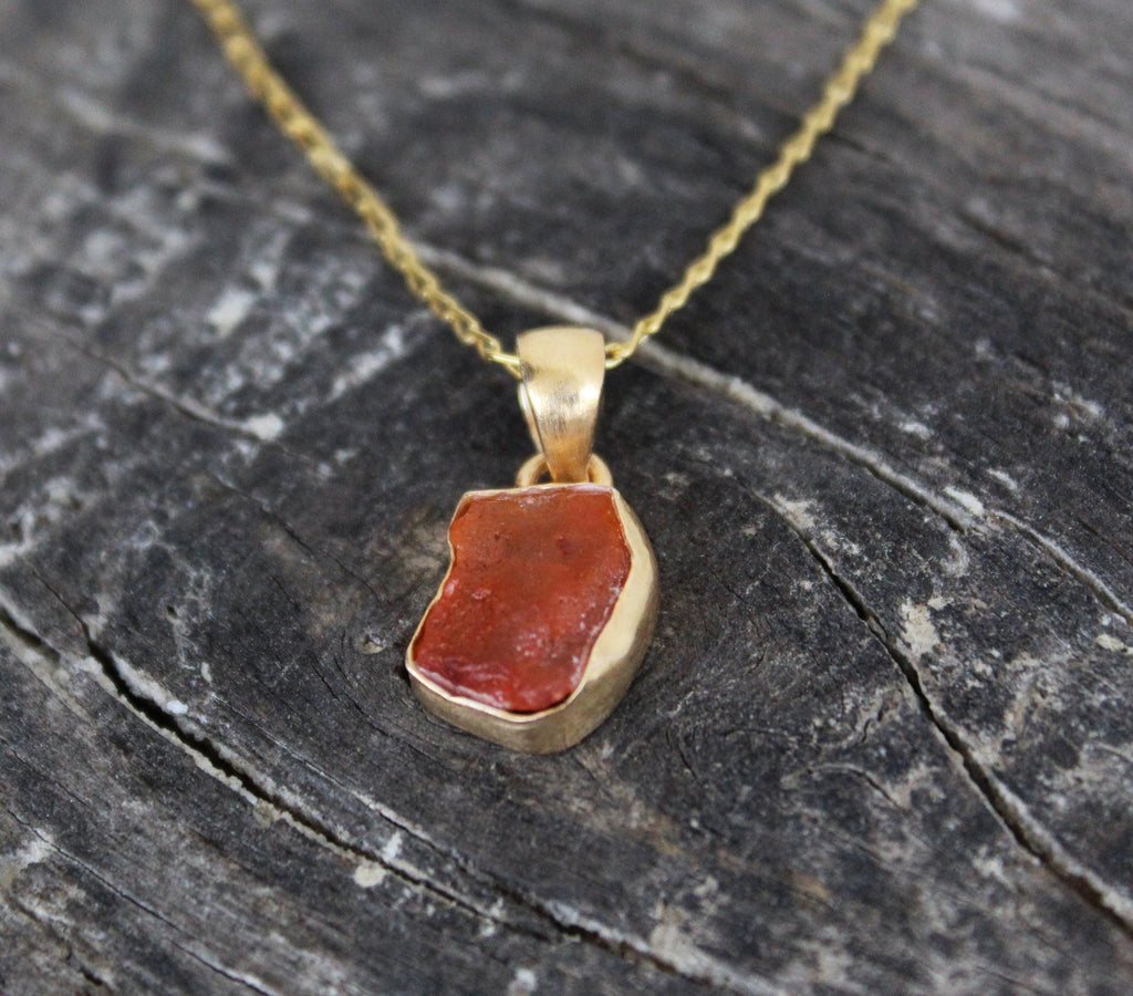 Raw Carnelian Necklace August Birthstone Necklace Raw Gemstone Necklace Orange Carnelian Necklace Rough Carnelian Pendant Gift for Mother