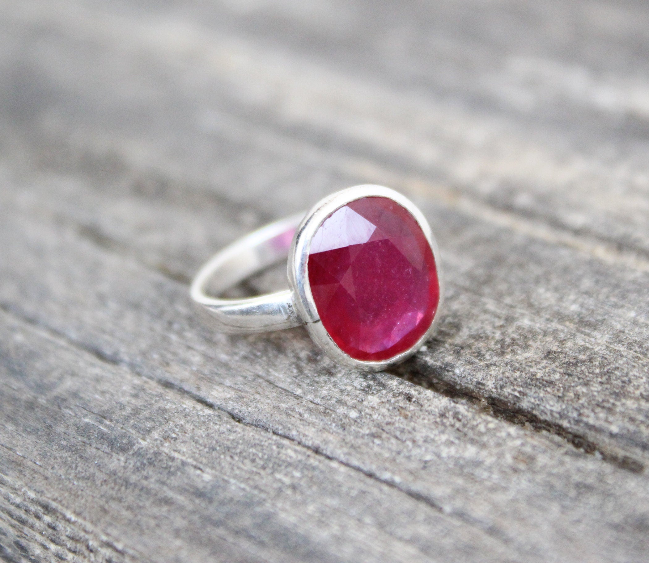 Natural Ruby Ring, July Birthstone, Oval Cut Red Ruby Anniversary Promise Ring for Her Silver Ruby Jewlery Engagement Ring