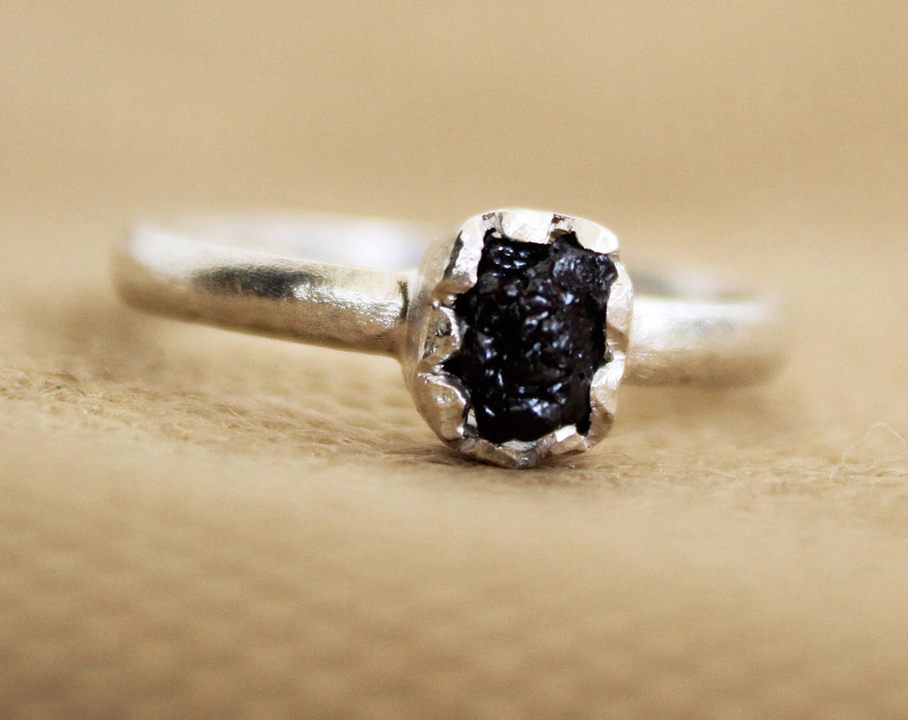 Raw Diamond Ring, April Birthstone, Rough Diamond, Anniversary Gift, Personalized Gifts, Gift for Mom