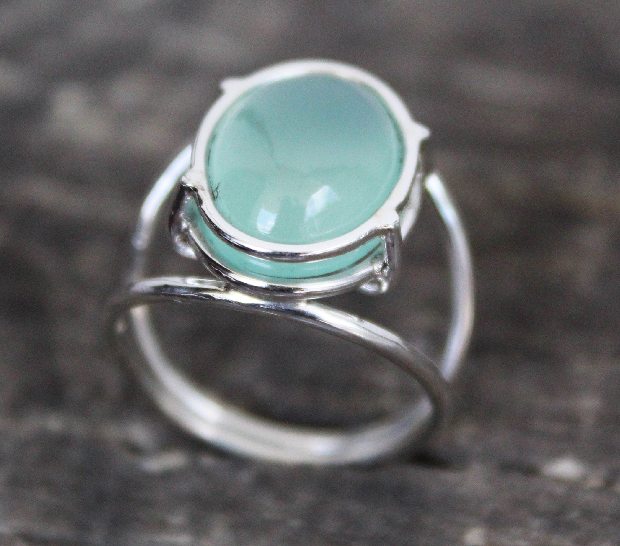 Aqua Chalcedony Ring, Handmade Sterling Silver Minimalist Gemstone, Birthstone Ring for Mom, Mothers Day Gift, Personalized Ring