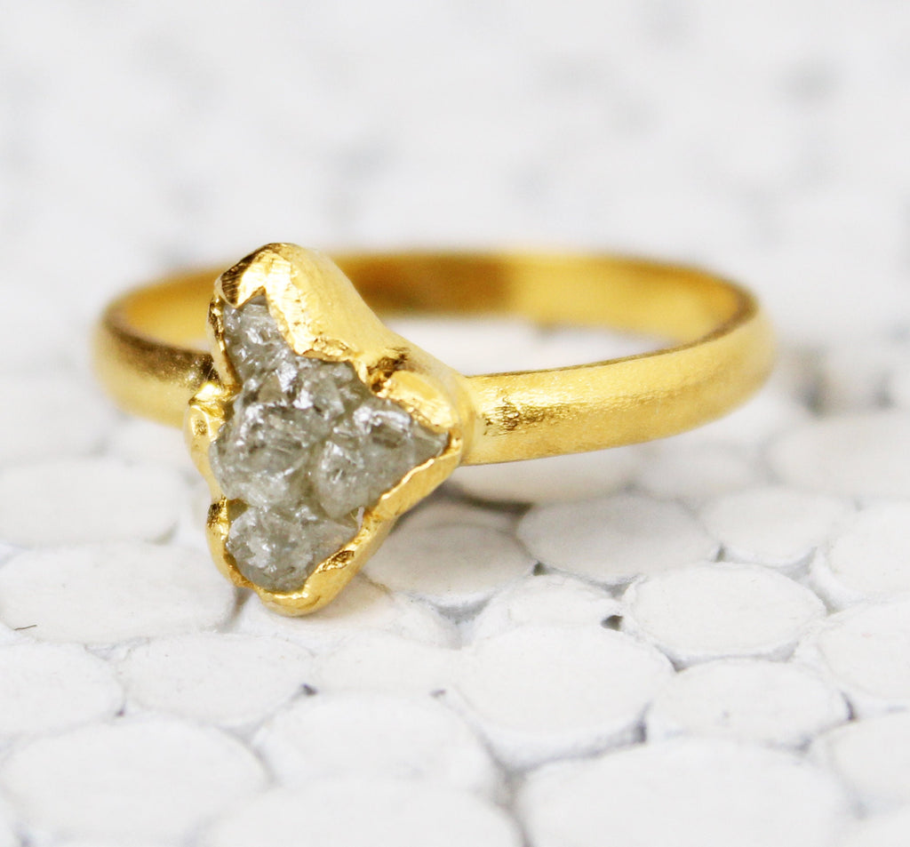 Raw Diamond Engagement Ring, 14k Gold Filled, Natural Rough Diamond, Uncut Diamond Ring, April Birthstone, Gift For Her