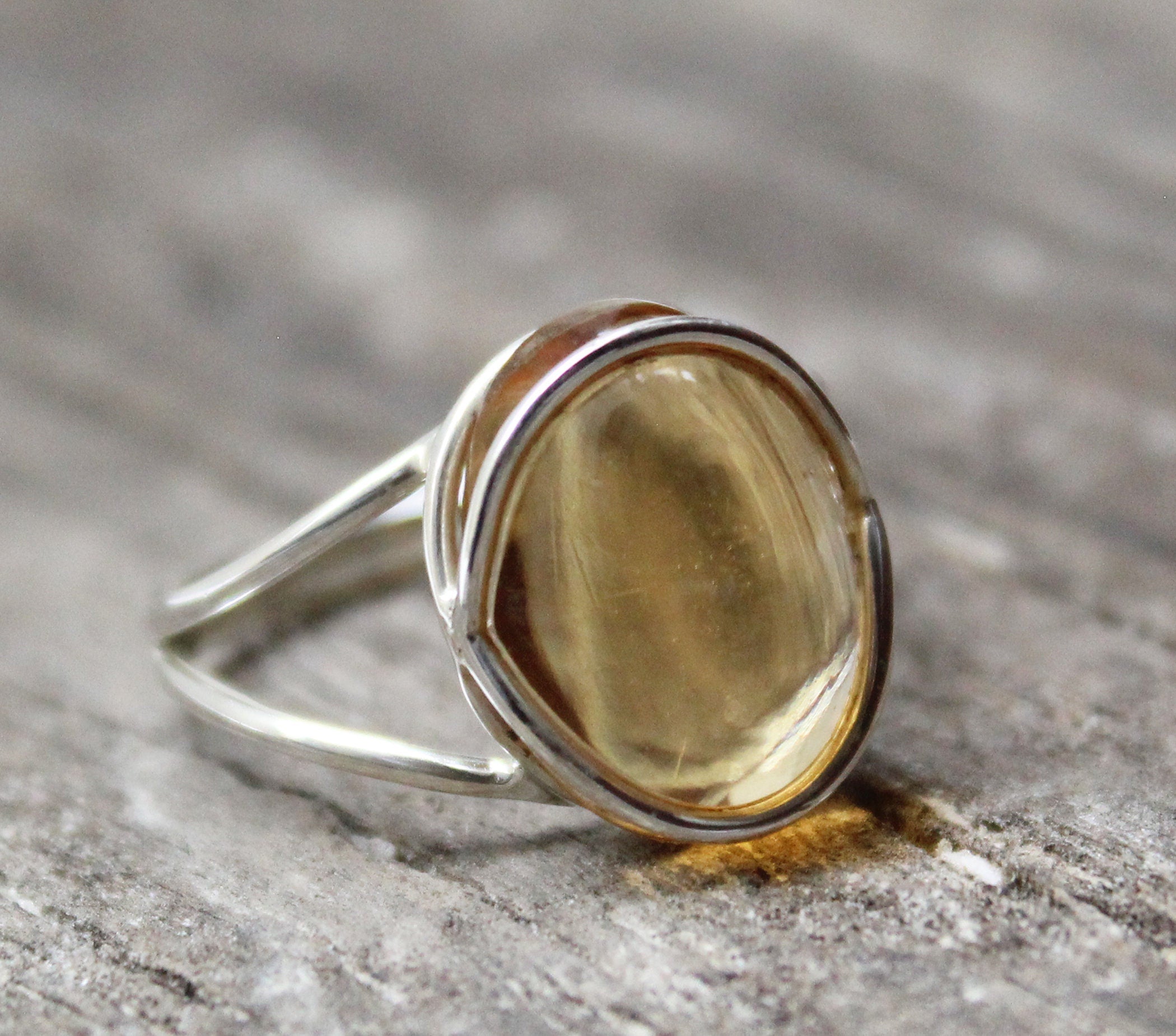 Citrine Ring, Oval Cabochon Sterling Silver, November Birthstone, Unique Designer Ring, Personalized gifts