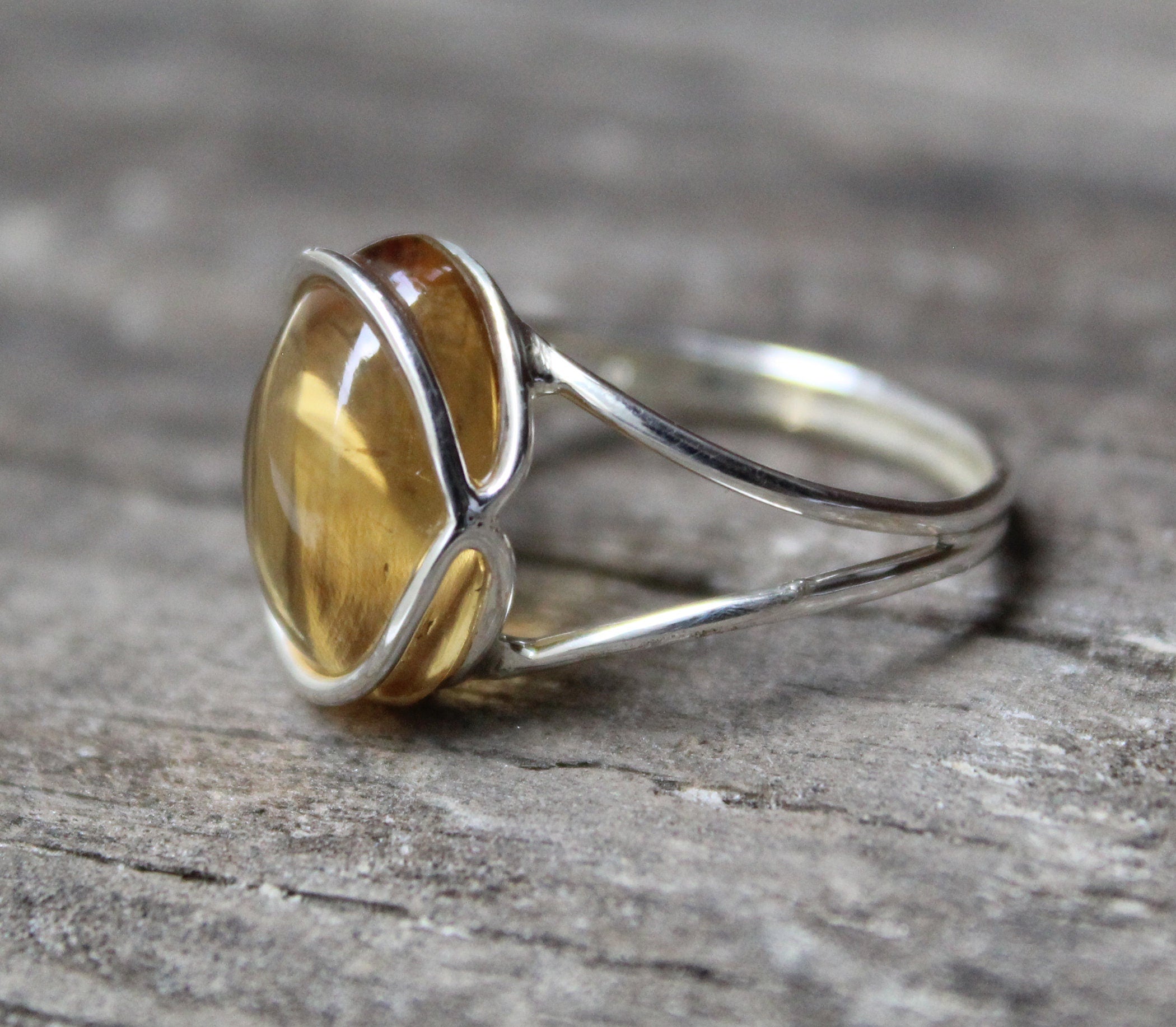 Citrine Ring, Oval Cabochon Sterling Silver, November Birthstone, Unique Designer Ring, Personalized gifts