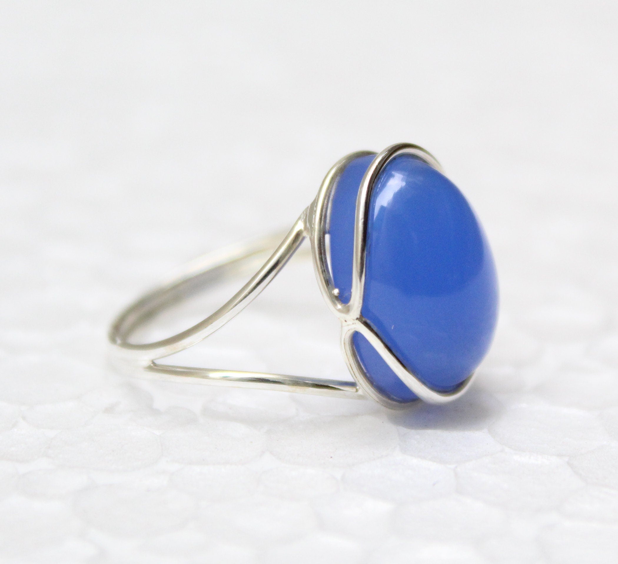 Blue Chalcedony Ring: 18k Gold Sterling Silver Minimalist Ring