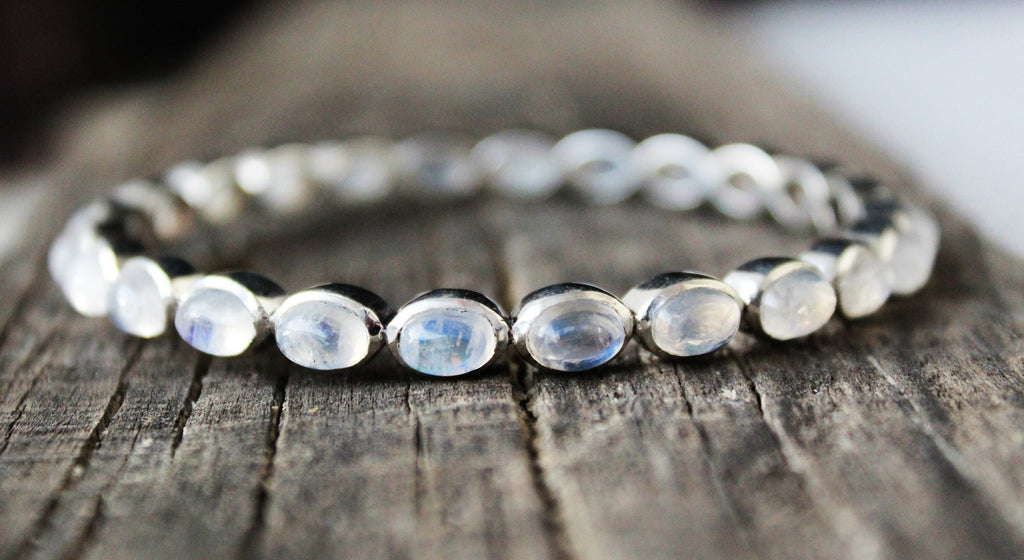 Rainbow Moonstone Bracelet, Sterling Silver, Celestial Jewelry, June Birthstone, Bridesmaid Gift