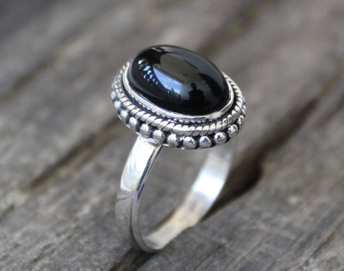 Black Onyx Ring, Bohemian Jewelry, Rings for Women, Black stone, Handmade Jewelry, Gifts for Her, Birthday Gifts