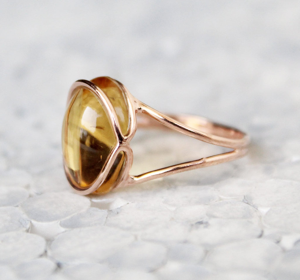 Citrine Ring, Oval Cabochon Sterling Silver, November Birthstone, Unique Designer Ring, Personalized gifts