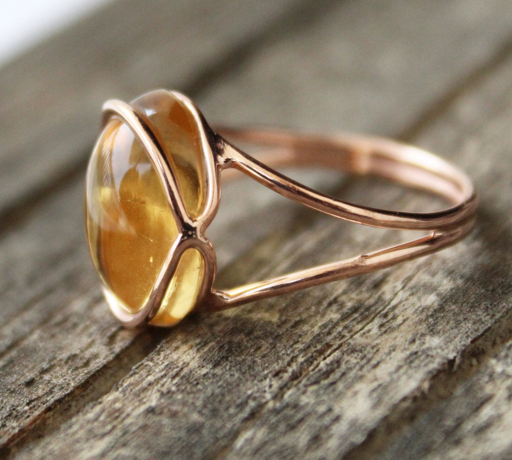Citrine Ring, Oval Cabochon Sterling Silver, November Birthstone, Unique Designer Ring, Personalized gifts