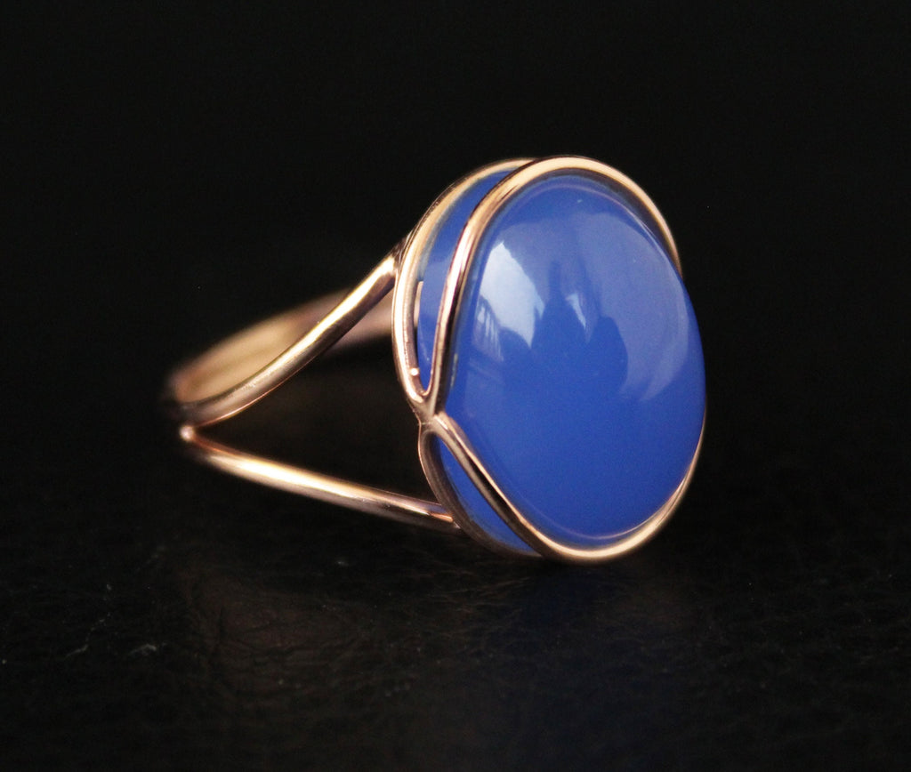 Blue Chalcedony Ring: 18k Gold Sterling Silver Minimalist Ring