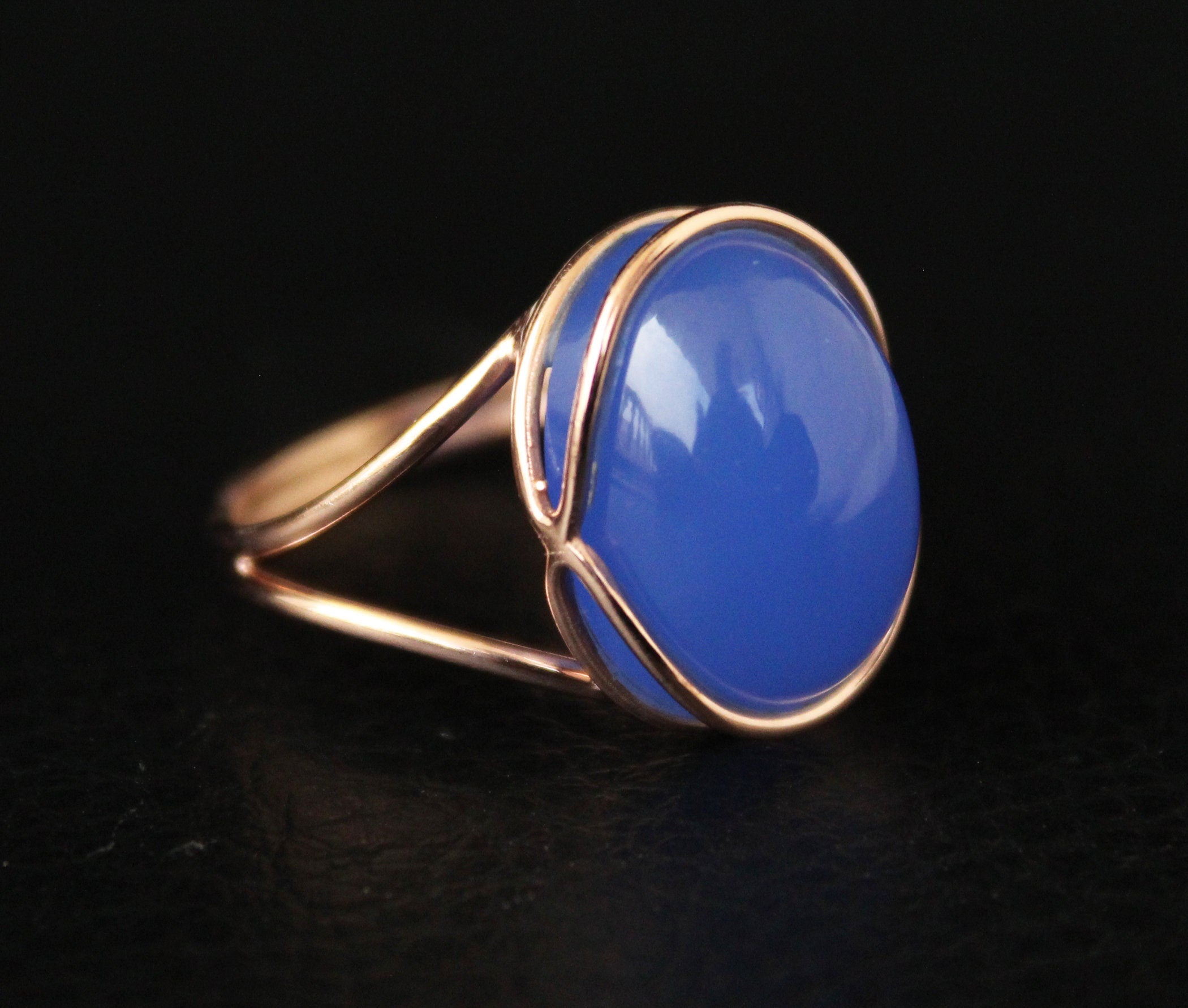 Blue Chalcedony Ring: 18k Gold Sterling Silver Minimalist Ring