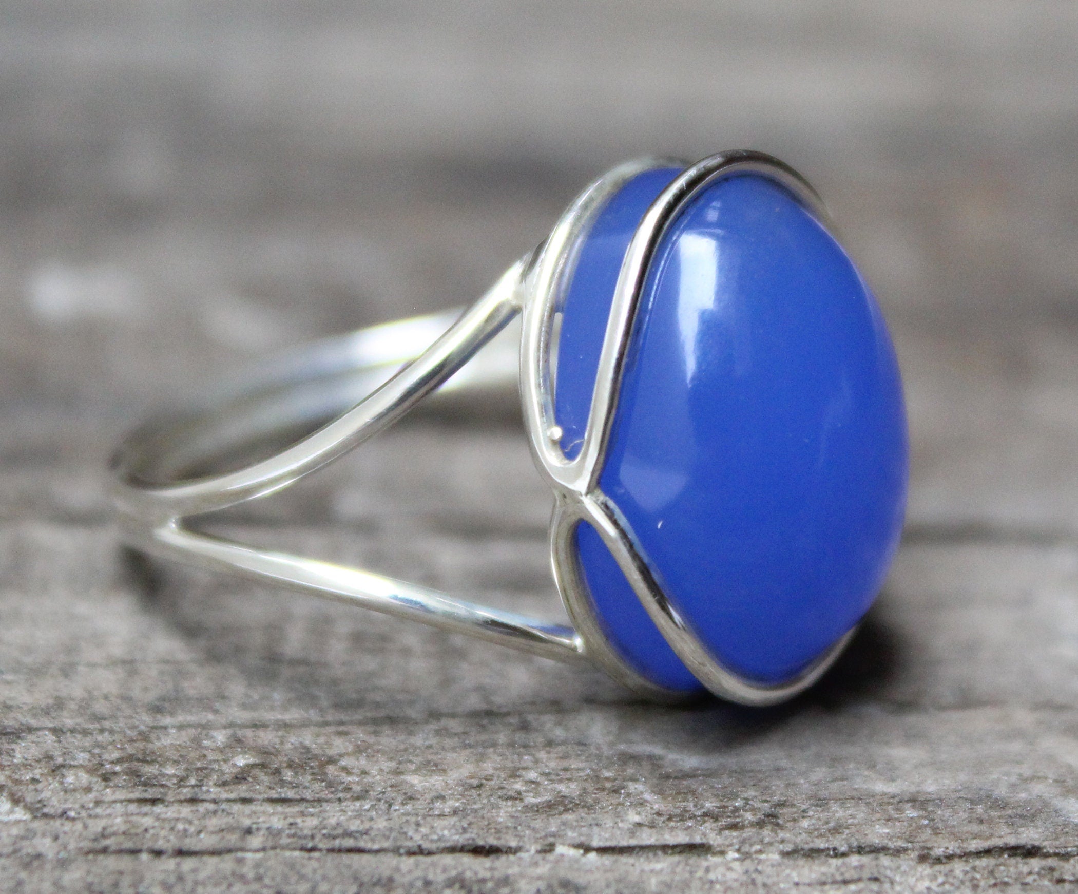 Blue Chalcedony Ring: 18k Gold Sterling Silver Minimalist Ring