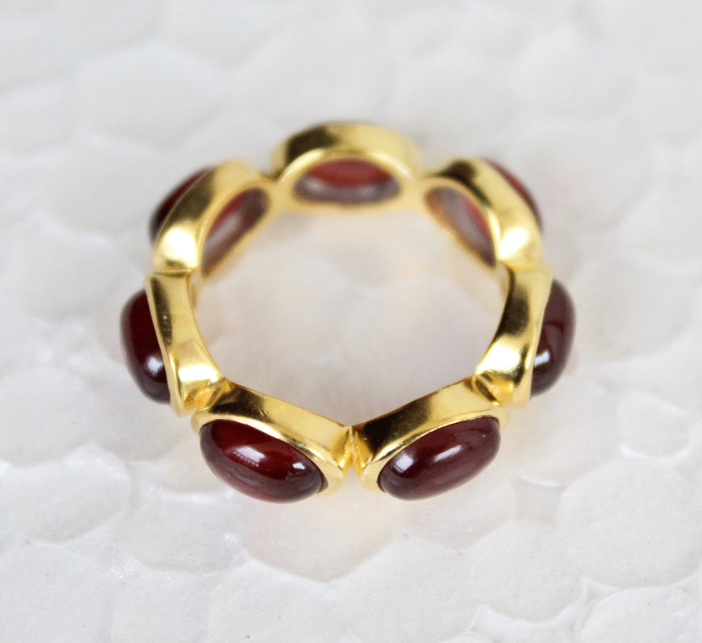 Natural Garnet Ring, 18k Gold Vermiel Sterling Silver Band, January Birthstone, Nature Inspire Ring, Anniversary Gift,