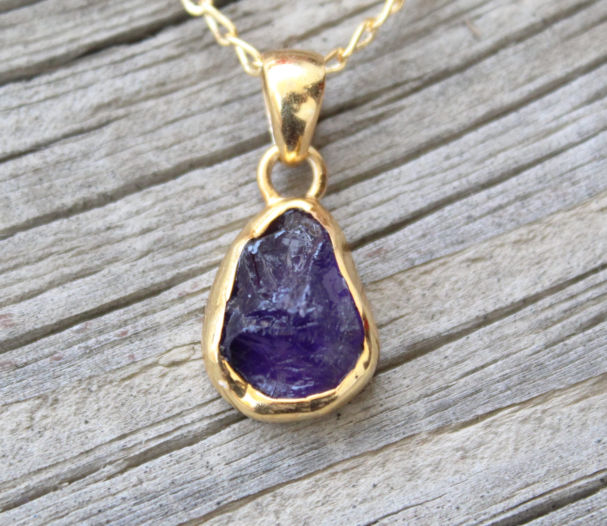 Raw Amethyst Necklace, 18K Gold Vermiel, February Birthstone, Birthstone Necklace, Gemstone Necklace, Handmade Jewelry