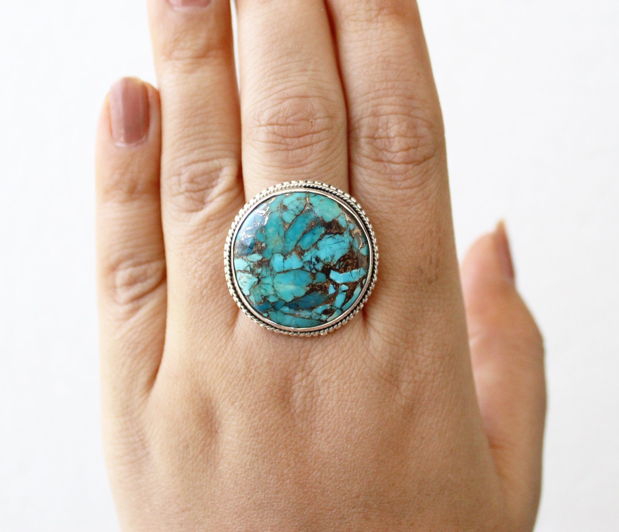 Copper Turquoise Ring, December Birthstone, turquoisering, silver turquoise ring, turquoise gemstone rings