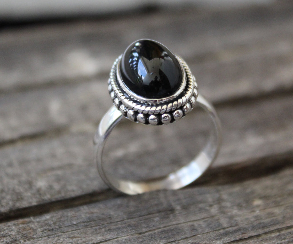 Black Onyx Ring, Bohemian Jewelry, Rings for Women, Black stone, Handmade Jewelry, Gifts for Her, Birthday Gifts