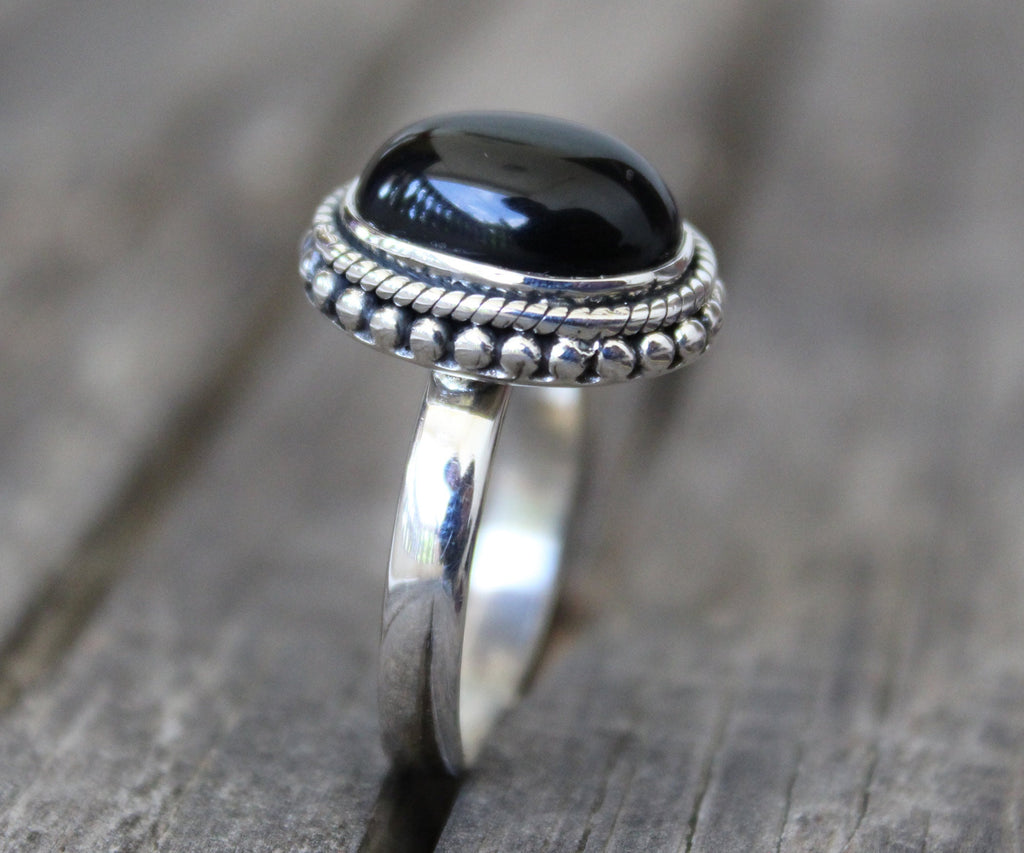 Black Onyx Ring, Bohemian Jewelry, Rings for Women, Black stone, Handmade Jewelry, Gifts for Her, Birthday Gifts