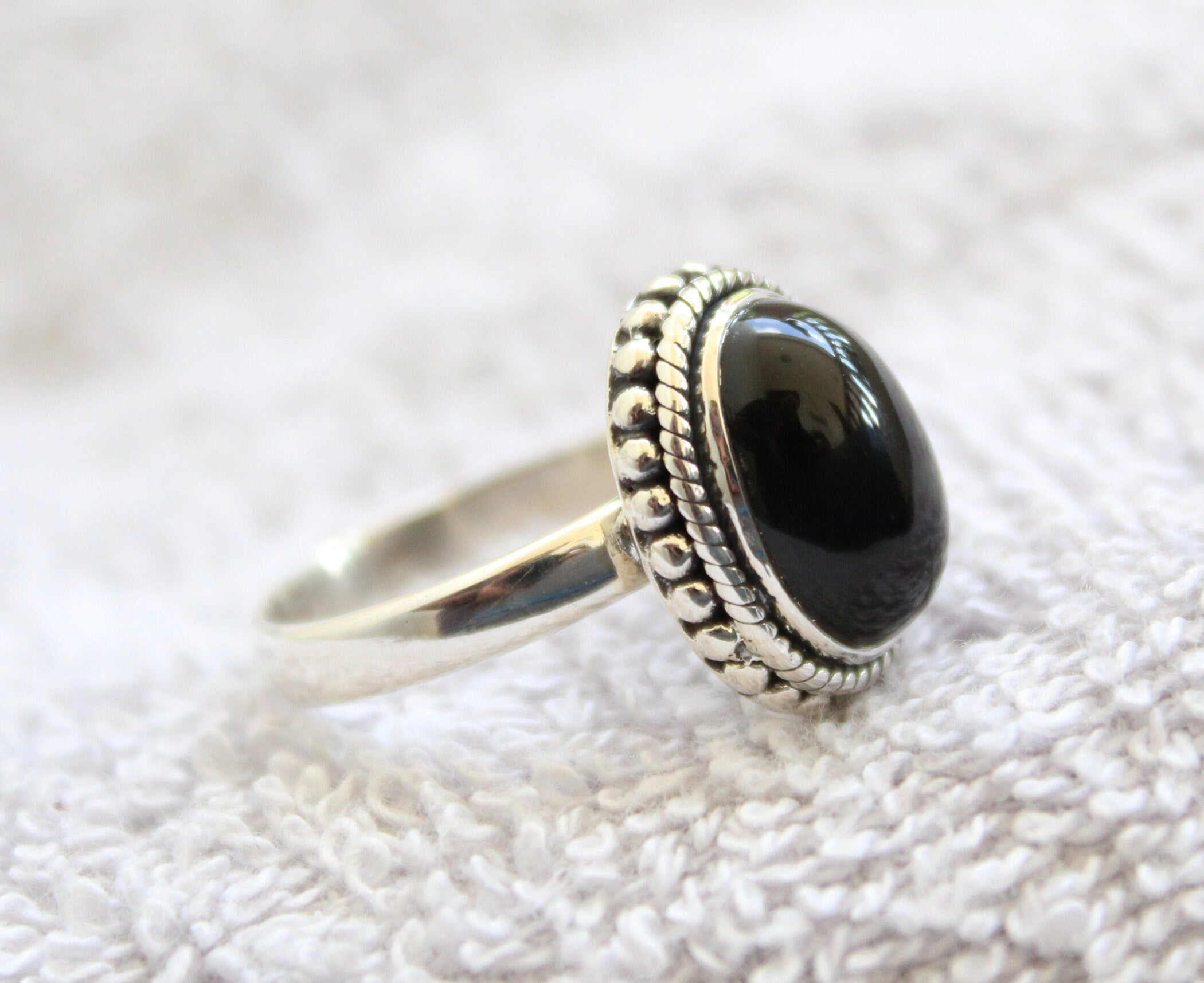 Black Onyx Ring, Bohemian Jewelry, Rings for Women, Black stone, Handmade Jewelry, Gifts for Her, Birthday Gifts