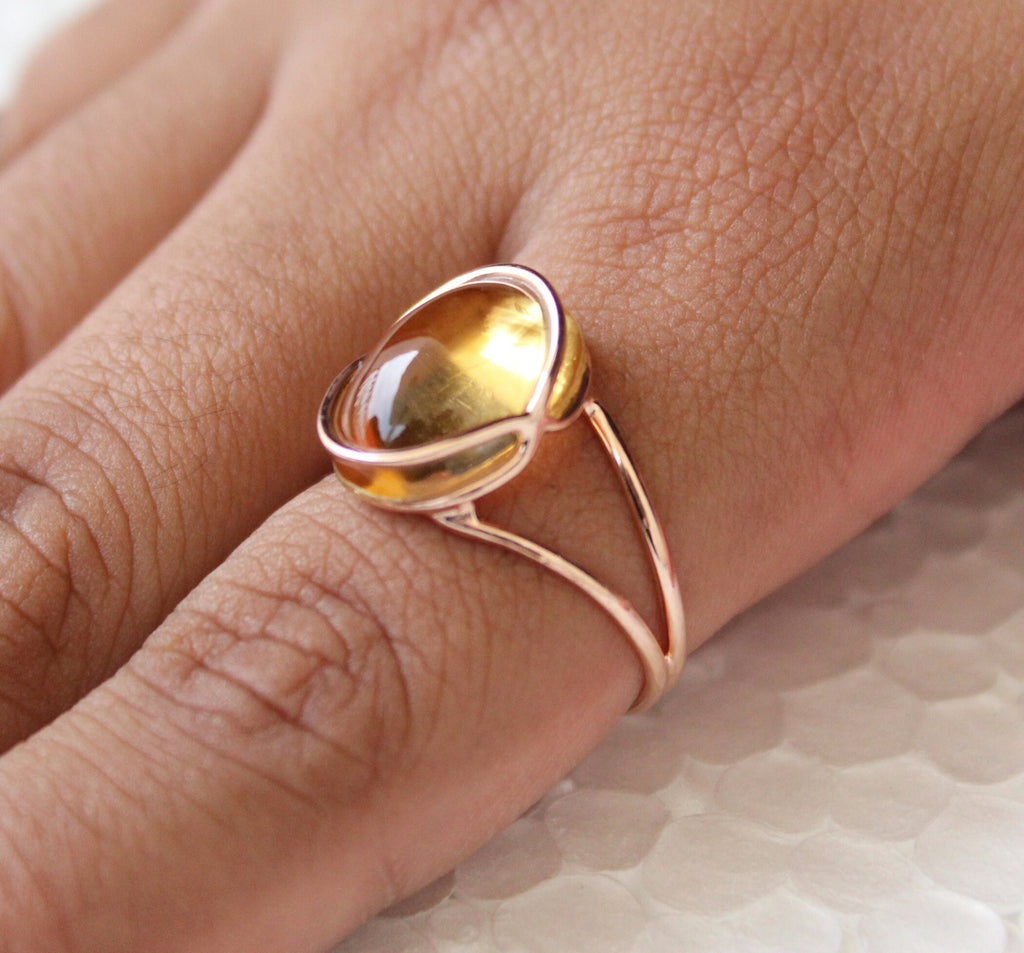 Citrine Ring, Oval Cabochon Sterling Silver, November Birthstone, Unique Designer Ring, Personalized gifts
