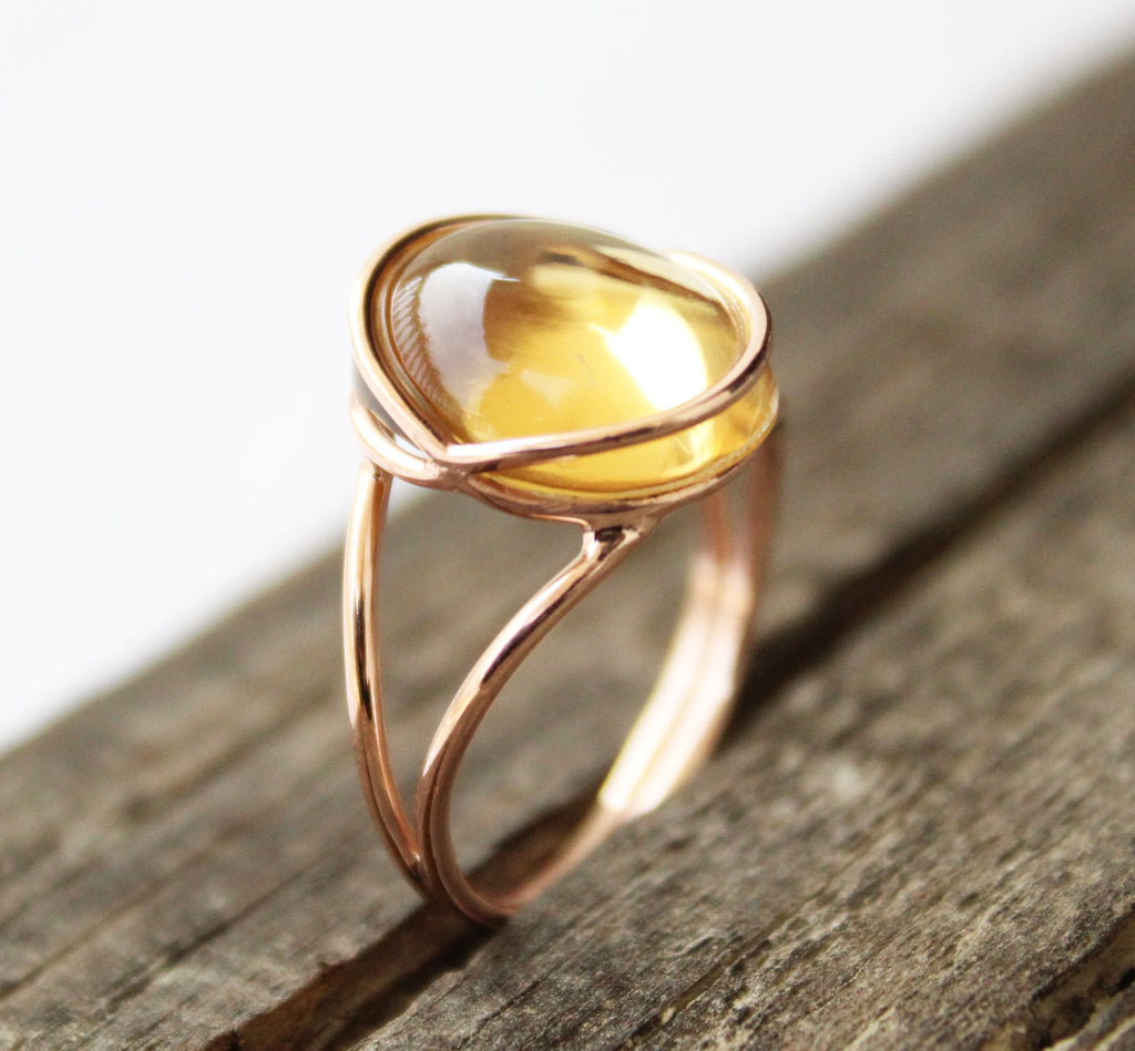 Citrine Ring, Oval Cabochon Sterling Silver, November Birthstone, Unique Designer Ring, Personalized gifts