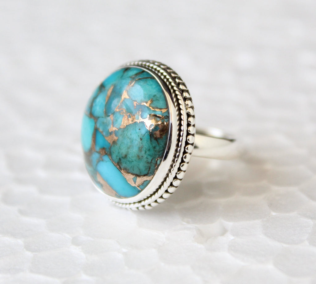 Copper Turquoise Ring, December Birthstone, turquoisering, silver turquoise ring, turquoise gemstone rings