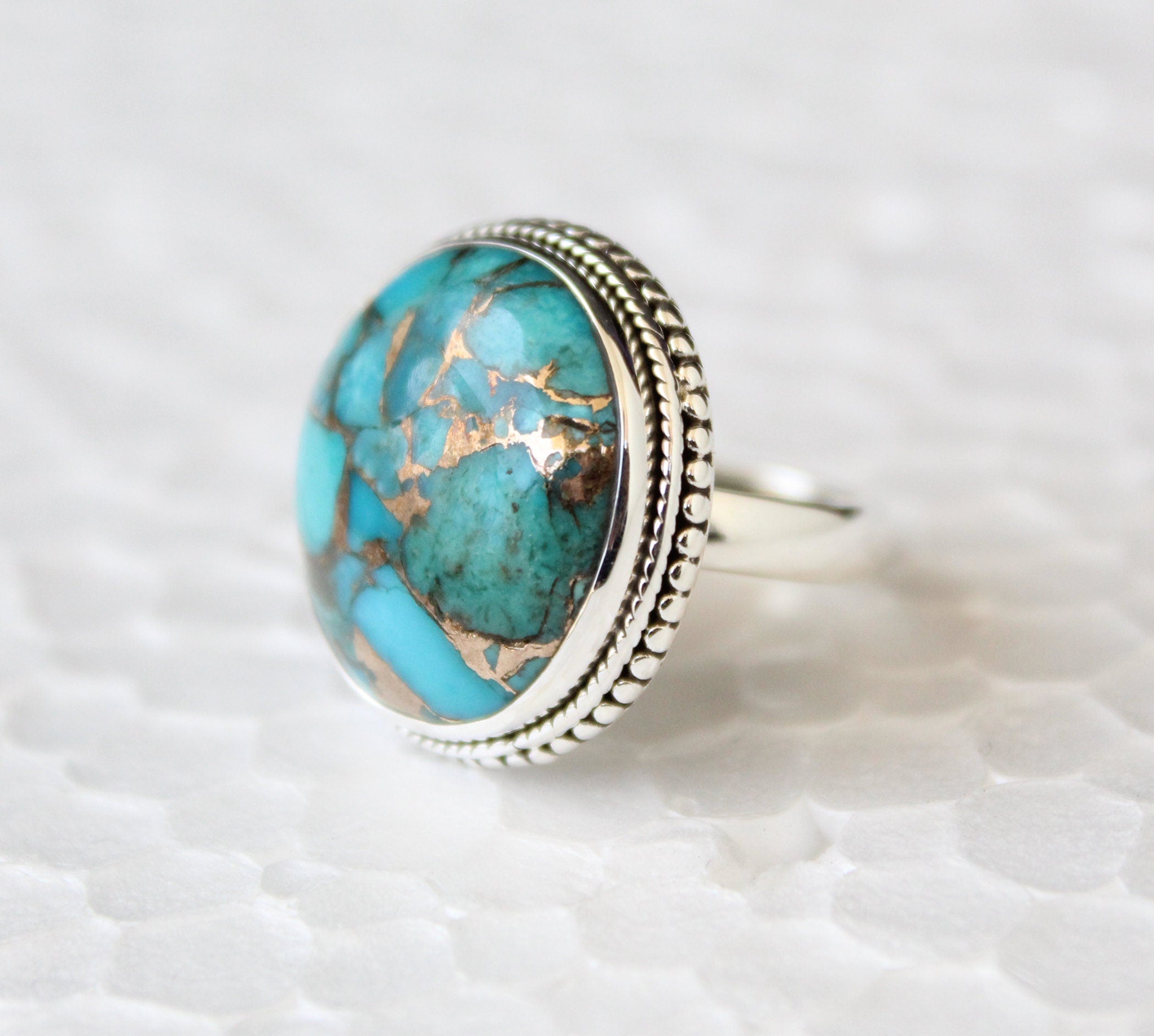 Copper Turquoise Ring, December Birthstone, turquoisering, silver turquoise ring, turquoise gemstone rings