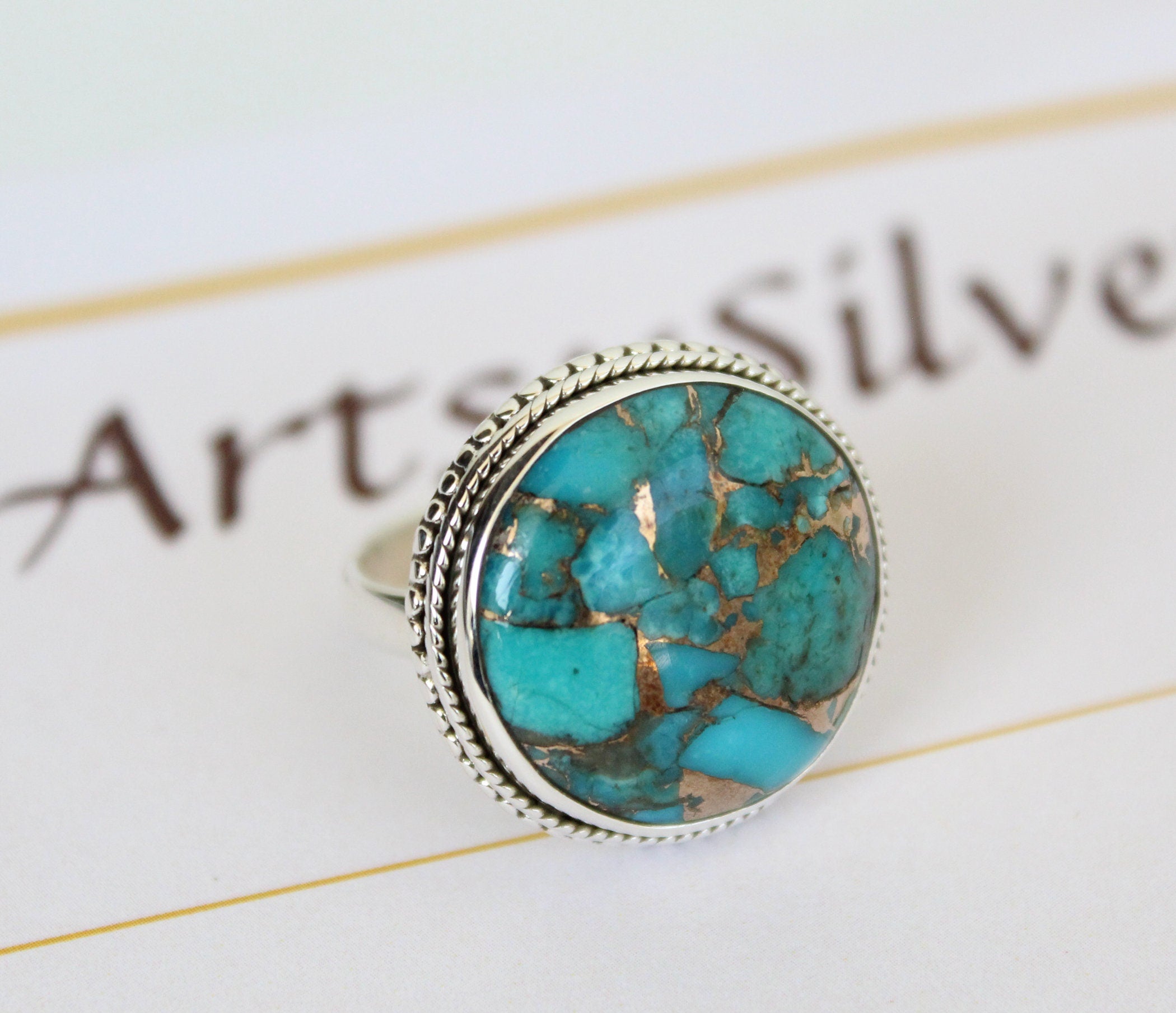 Copper Turquoise Ring, December Birthstone, turquoisering, silver turquoise ring, turquoise gemstone rings