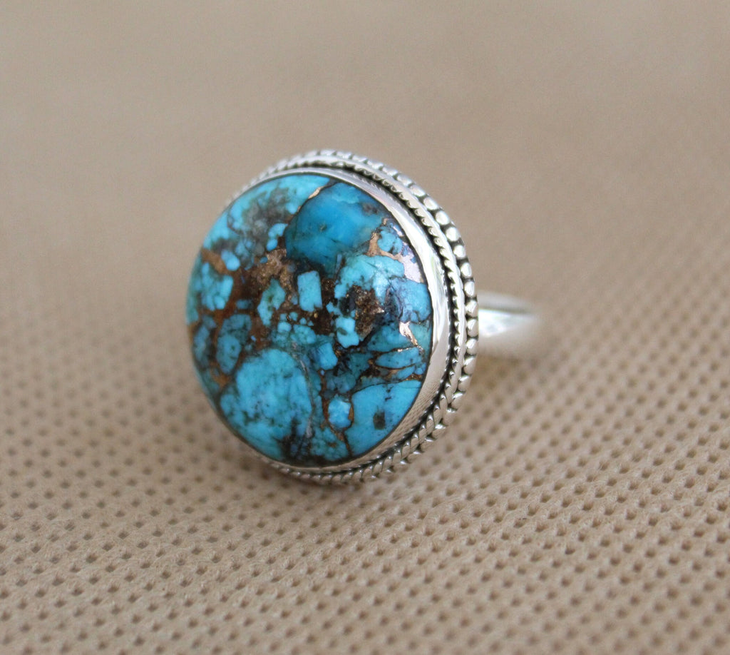Copper Turquoise Ring, December Birthstone, turquoisering, silver turquoise ring, turquoise gemstone rings
