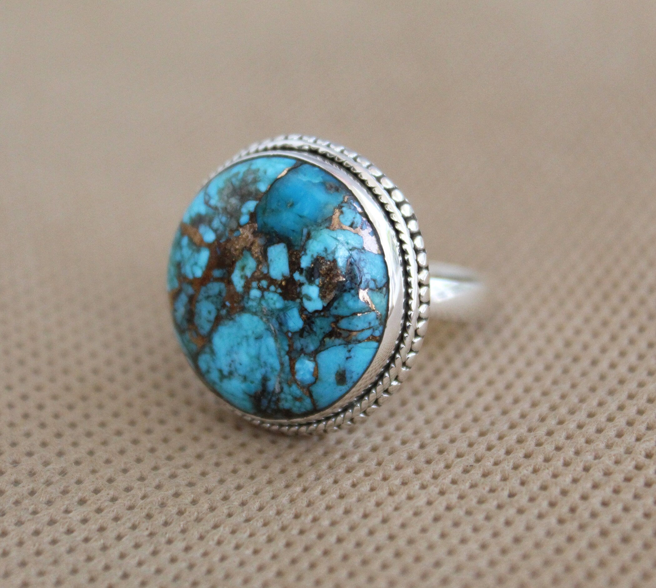 Copper Turquoise Ring, December Birthstone, turquoisering, silver turquoise ring, turquoise gemstone rings
