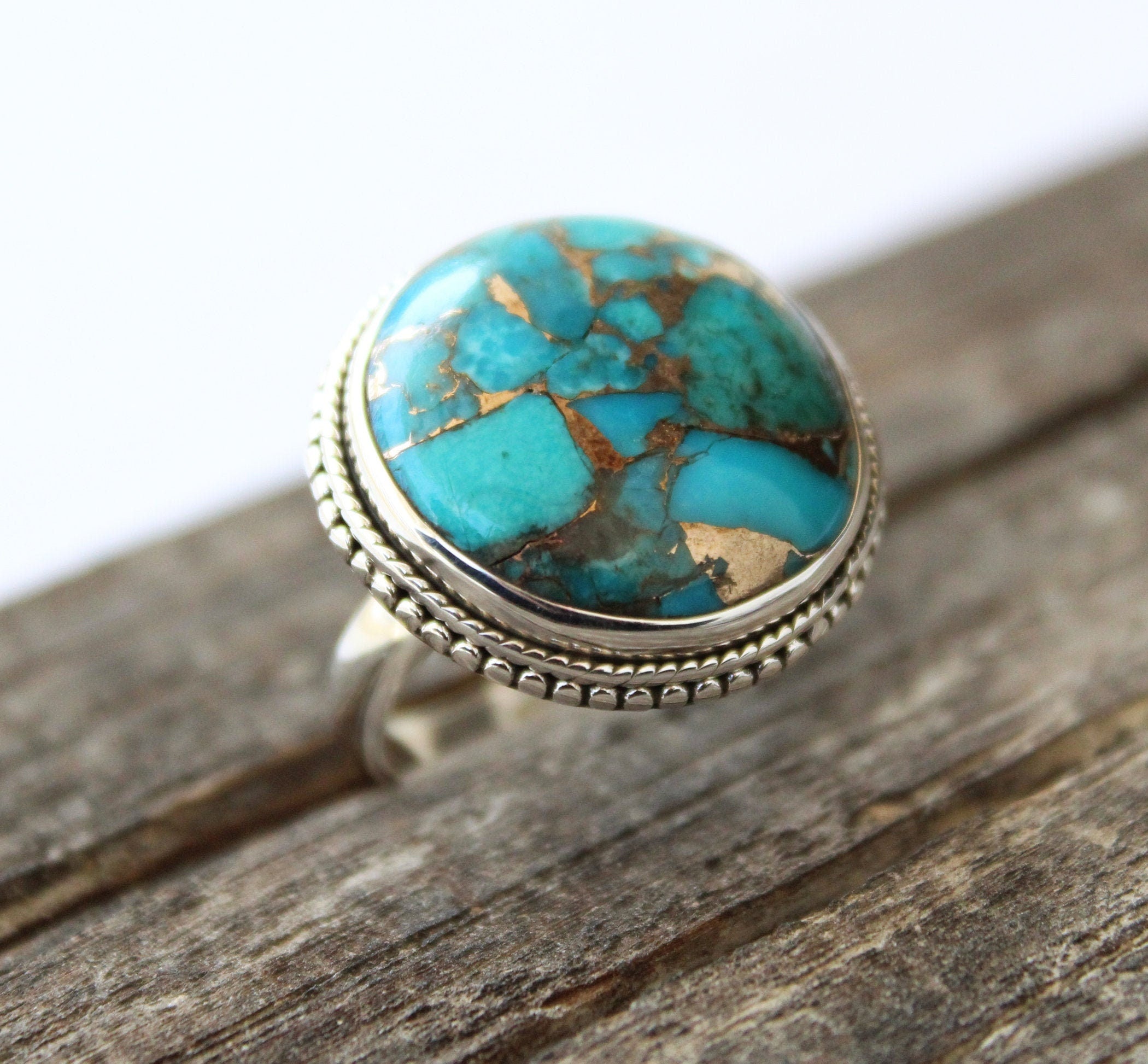 Copper Turquoise Ring, December Birthstone, turquoisering, silver turquoise ring, turquoise gemstone rings