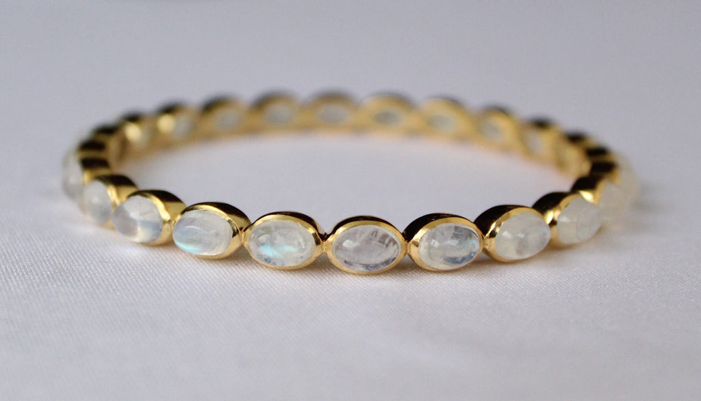 Rainbow Moonstone Bracelet, 18K Gold, June Birthstone, Dainty Handmade Jewelry, Gift For Her, Healing Crystal Jewelry, Birthday Gift