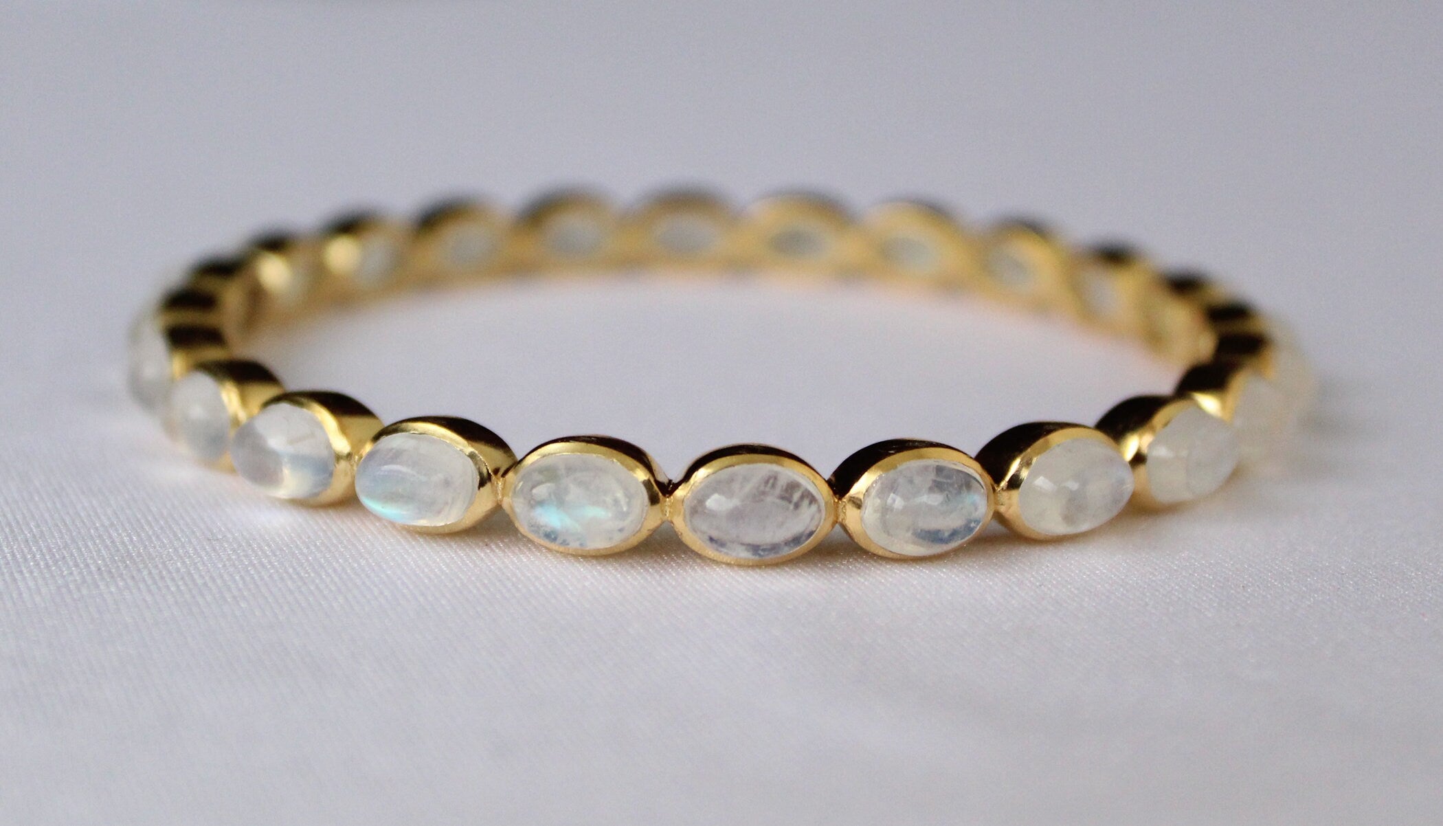 Rainbow Moonstone Bracelet, 18K Gold, June Birthstone, Dainty Handmade Jewelry, Gift For Her, Healing Crystal Jewelry, Birthday Gift