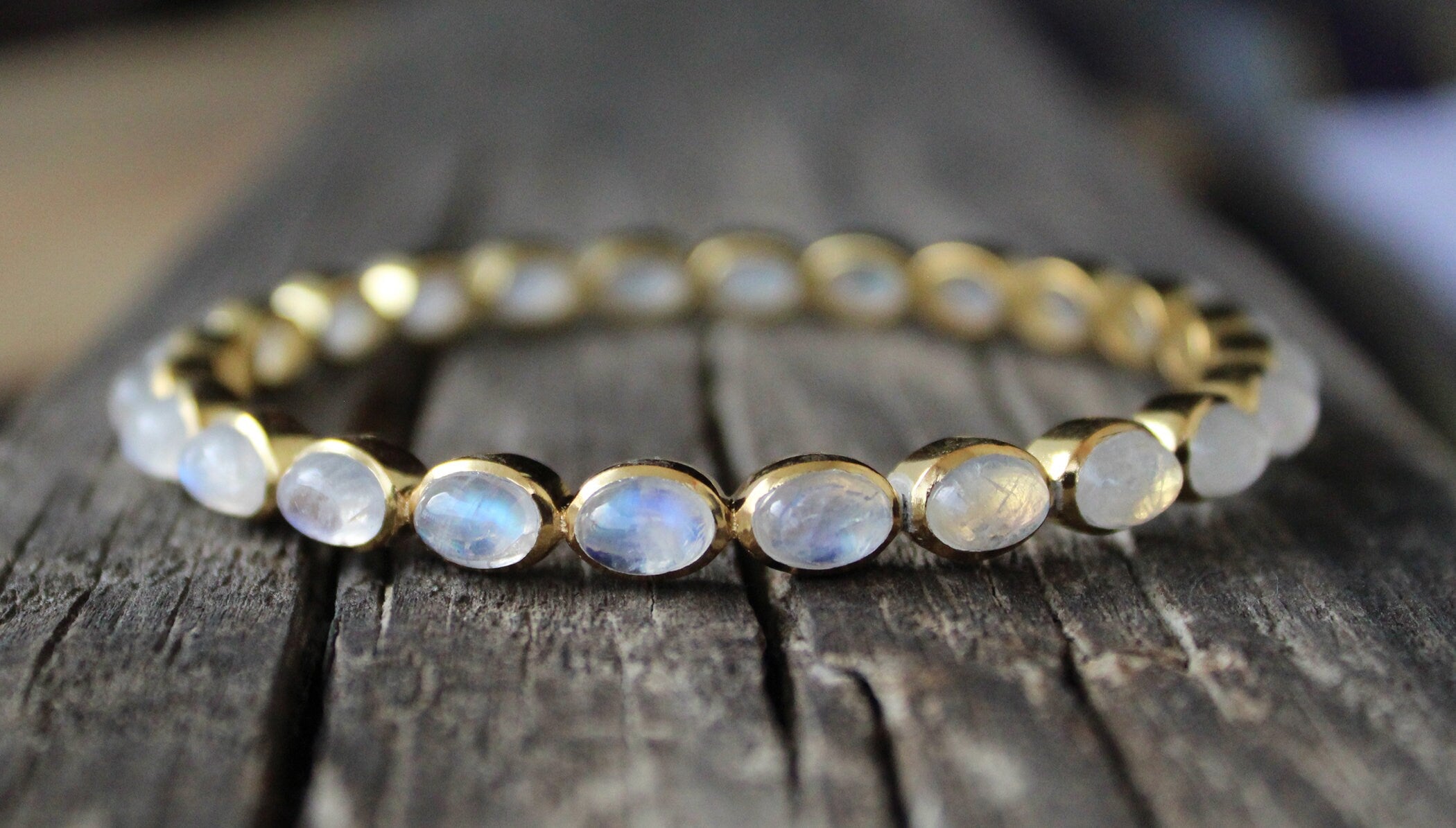 Rainbow Moonstone Bracelet, 18K Gold, June Birthstone, Dainty Handmade Jewelry, Gift For Her, Healing Crystal Jewelry, Birthday Gift