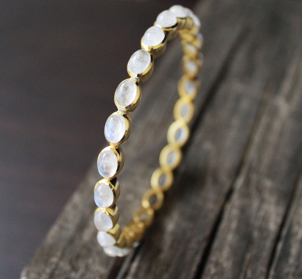 Rainbow Moonstone Bracelet, 18K Gold, June Birthstone, Dainty Handmade Jewelry, Gift For Her, Healing Crystal Jewelry, Birthday Gift