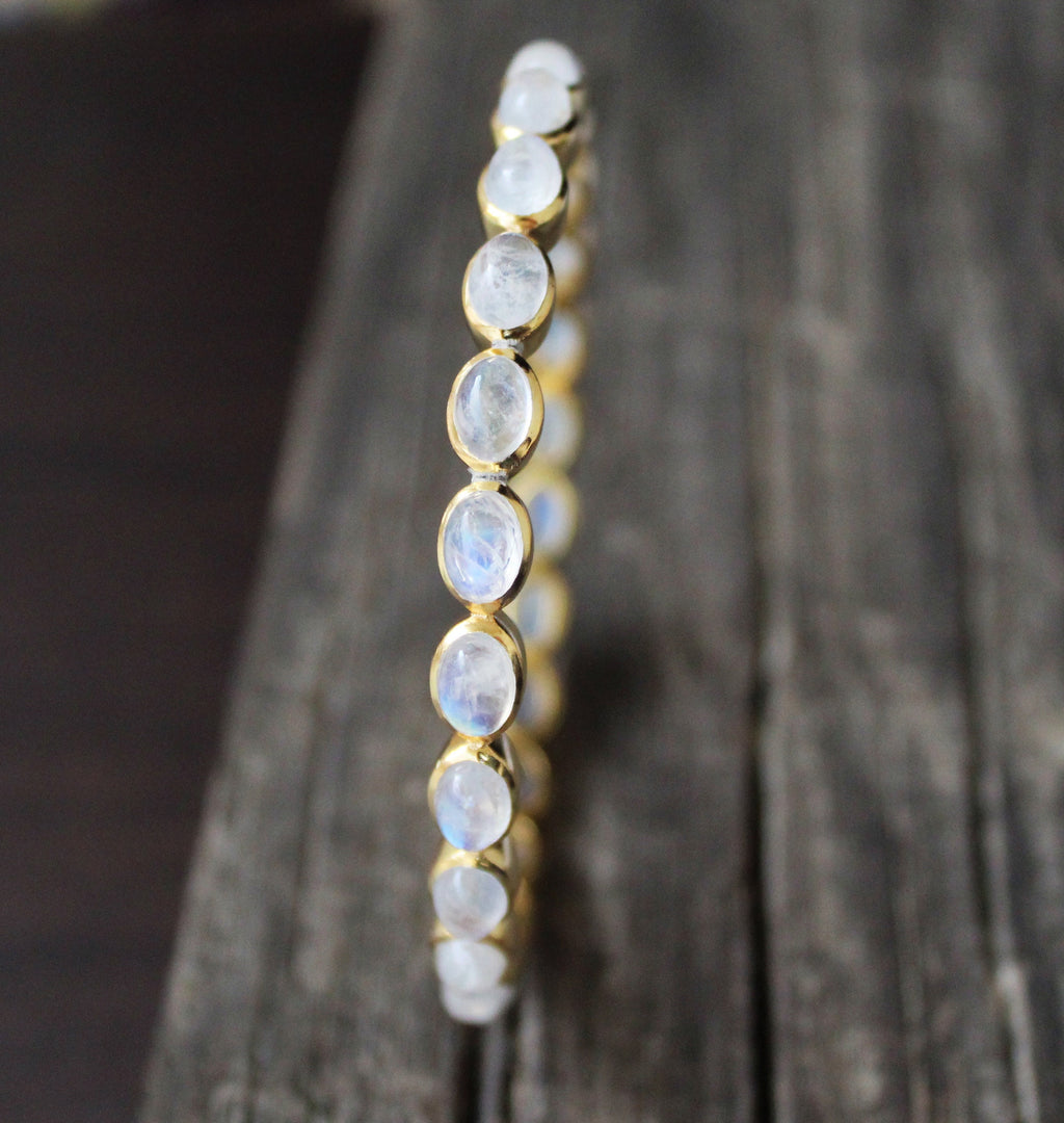 Rainbow Moonstone Bracelet, 18K Gold, June Birthstone, Dainty Handmade Jewelry, Gift For Her, Healing Crystal Jewelry, Birthday Gift