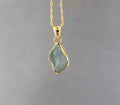 Raw Aquamarine Necklace: Sterling Silver March Birthstone Pendant