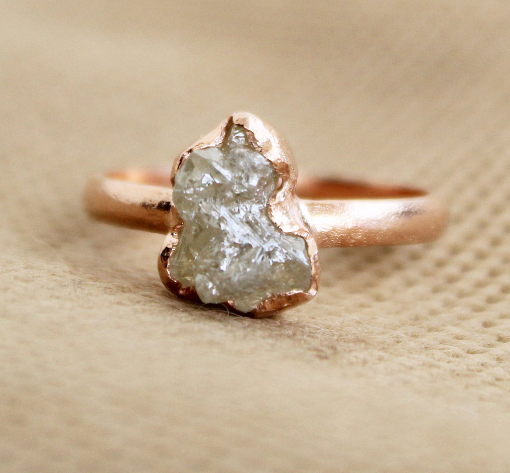Raw Diamond Engagement Ring, 14k Gold Filled, Natural Rough Diamond, Uncut Diamond Ring, April Birthstone, Gift For Her