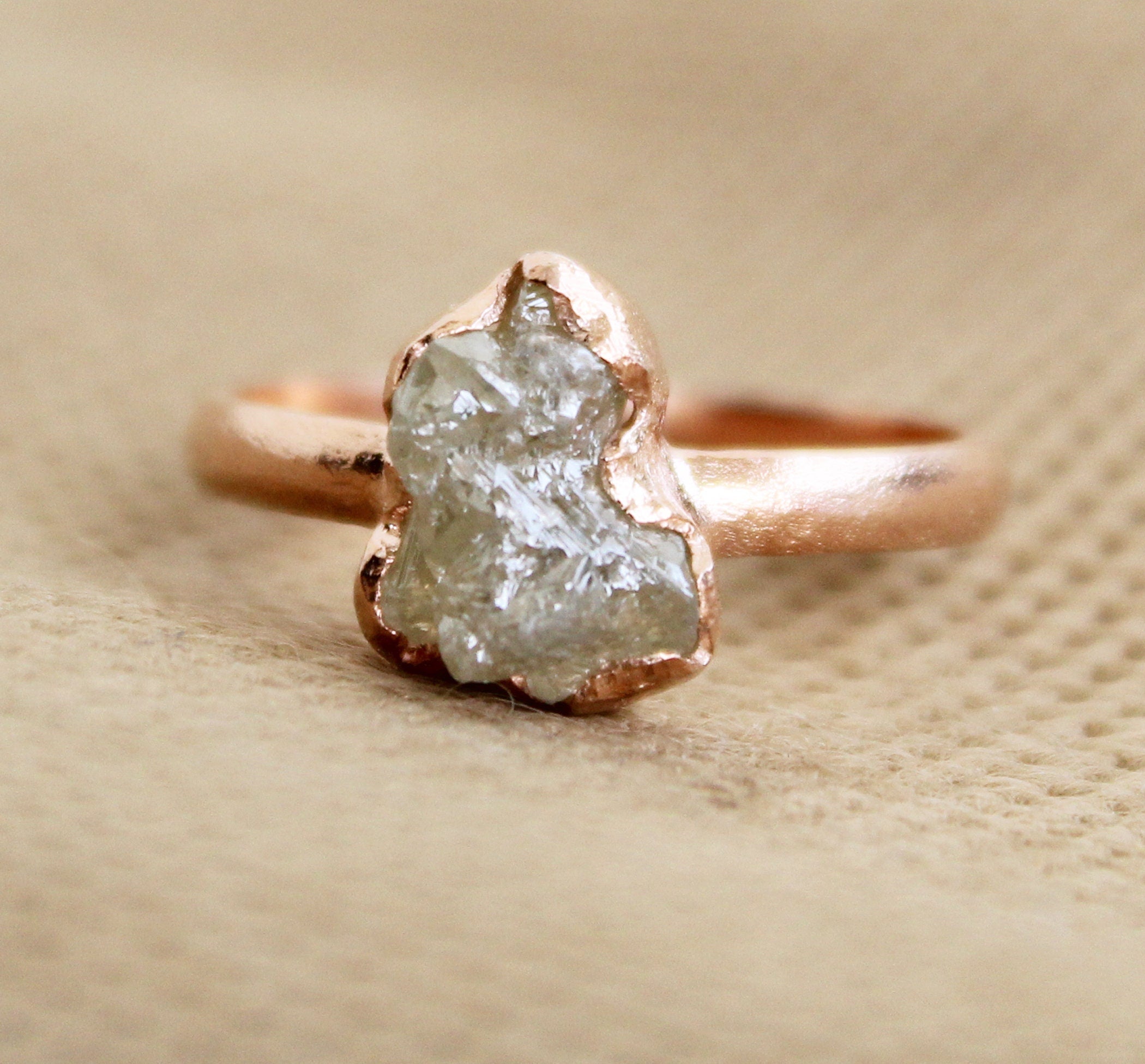 Raw Diamond Engagement Ring, 14k Gold Filled, Natural Rough Diamond, Uncut Diamond Ring, April Birthstone, Gift For Her