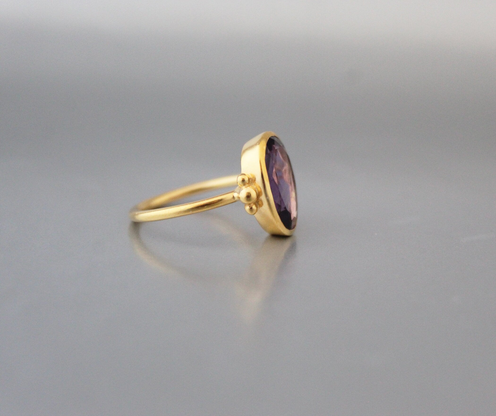 Handmade Sterling Silver Amethyst Ring, February Birthstone Jewelry, Natural Gemstone Jewelry, Birthday Gift For Her