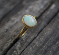 Natural Ethiopian Opal Ring, Dainty Sterling Silver Ring, Gold Opal Ring, Delicate Gold Ring, Stacking Ring, Gold Filled Ring