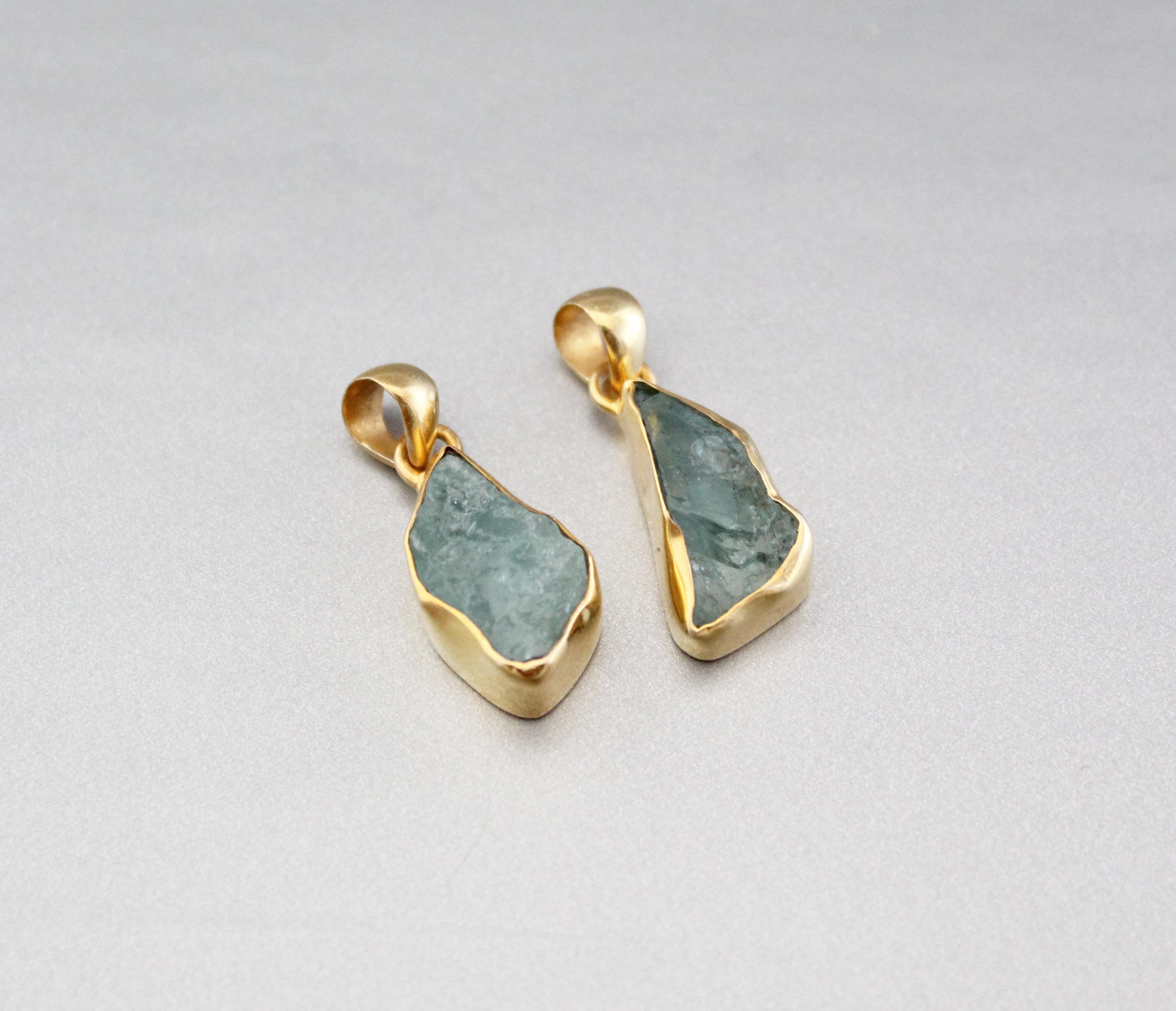 Raw Aquamarine Necklace: Sterling Silver March Birthstone Pendant