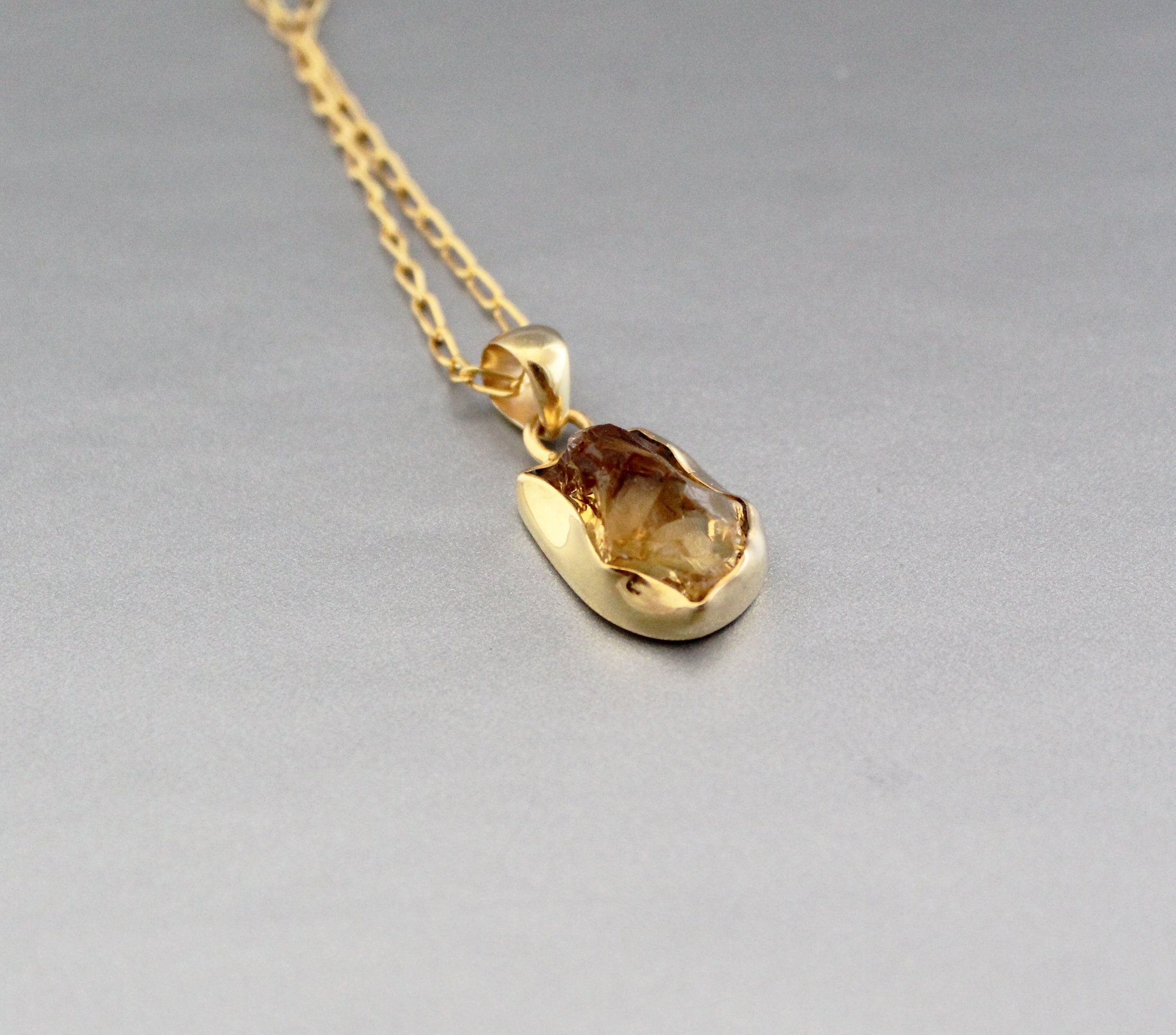 Raw Citrine Pendant Necklace, November Birthstone Necklace, Raw Citrine Necklace, Dainty Necklace, Raw Stone Necklace, Boho Style Necklace
