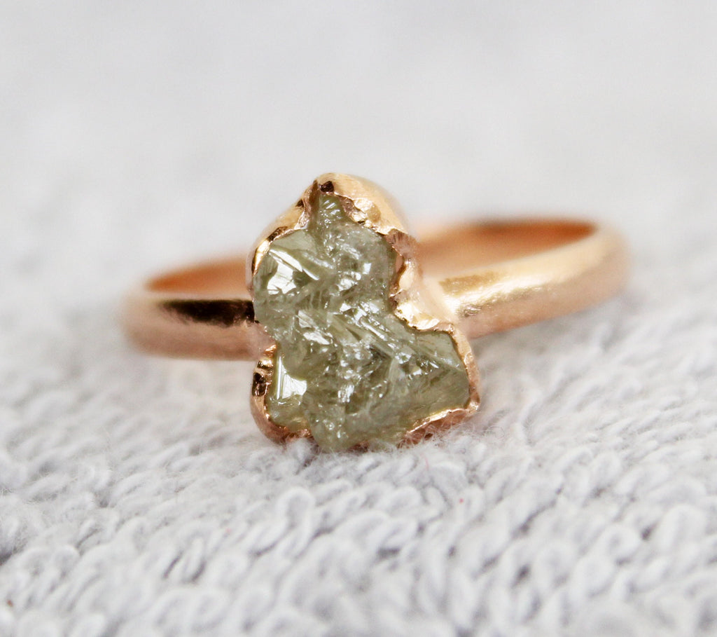 Raw Diamond Engagement Ring, 14k Gold Filled, Natural Rough Diamond, Uncut Diamond Ring, April Birthstone, Gift For Her