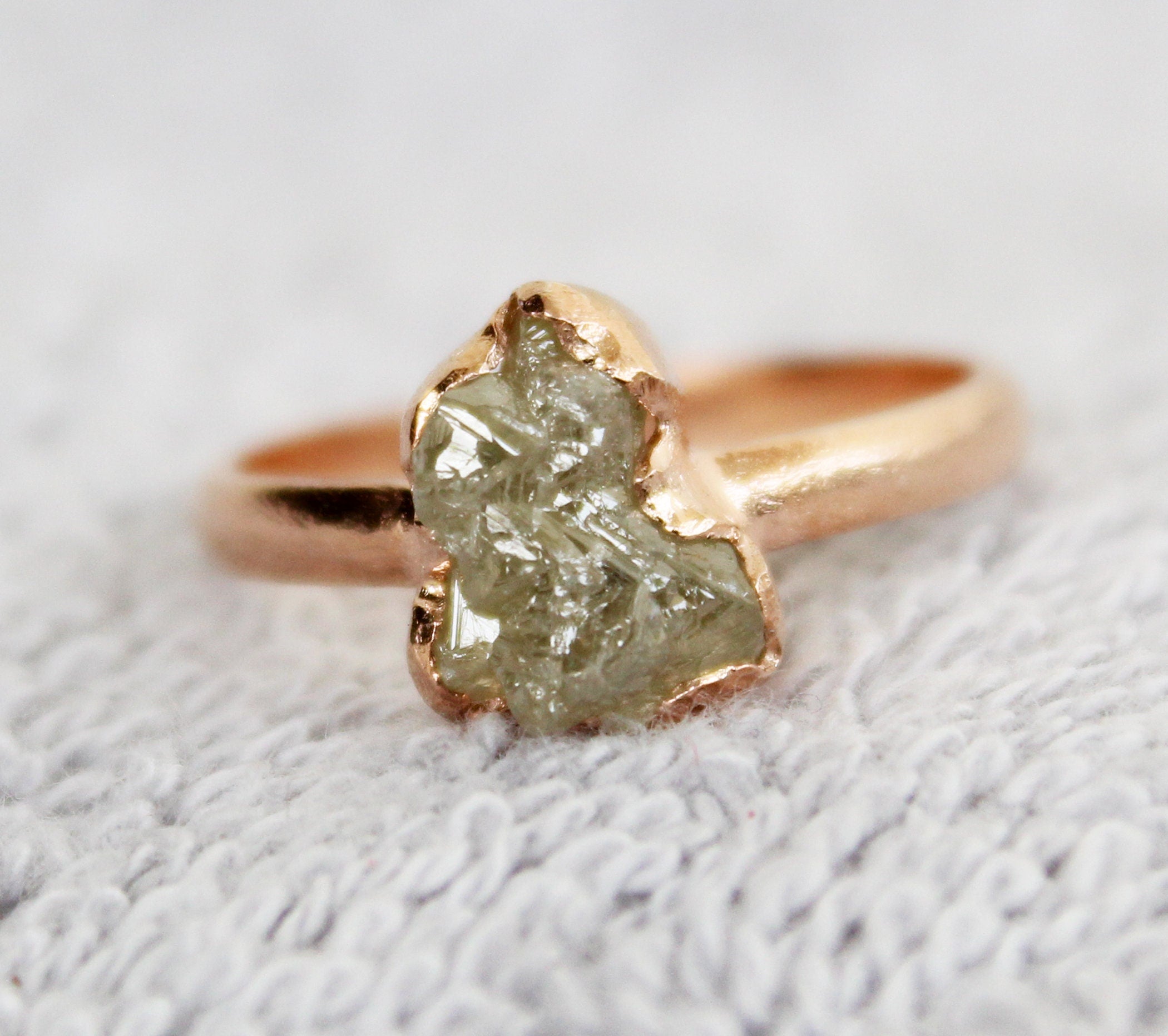 Raw Diamond Engagement Ring, 14k Gold Filled, Natural Rough Diamond, Uncut Diamond Ring, April Birthstone, Gift For Her