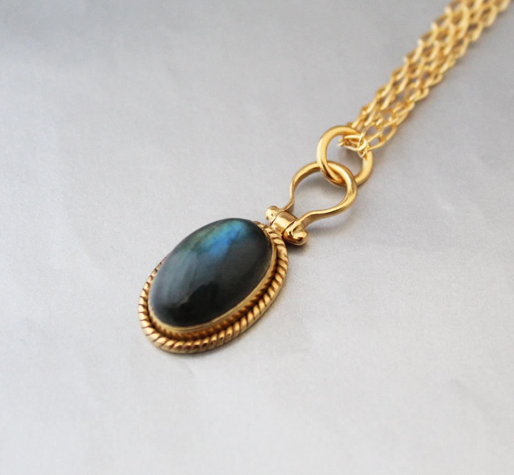 Labradorite Necklace, Sterling Silver Framed Gemstone Pendant, Birthday Gift, Gemstone Necklace, Christmas Gift