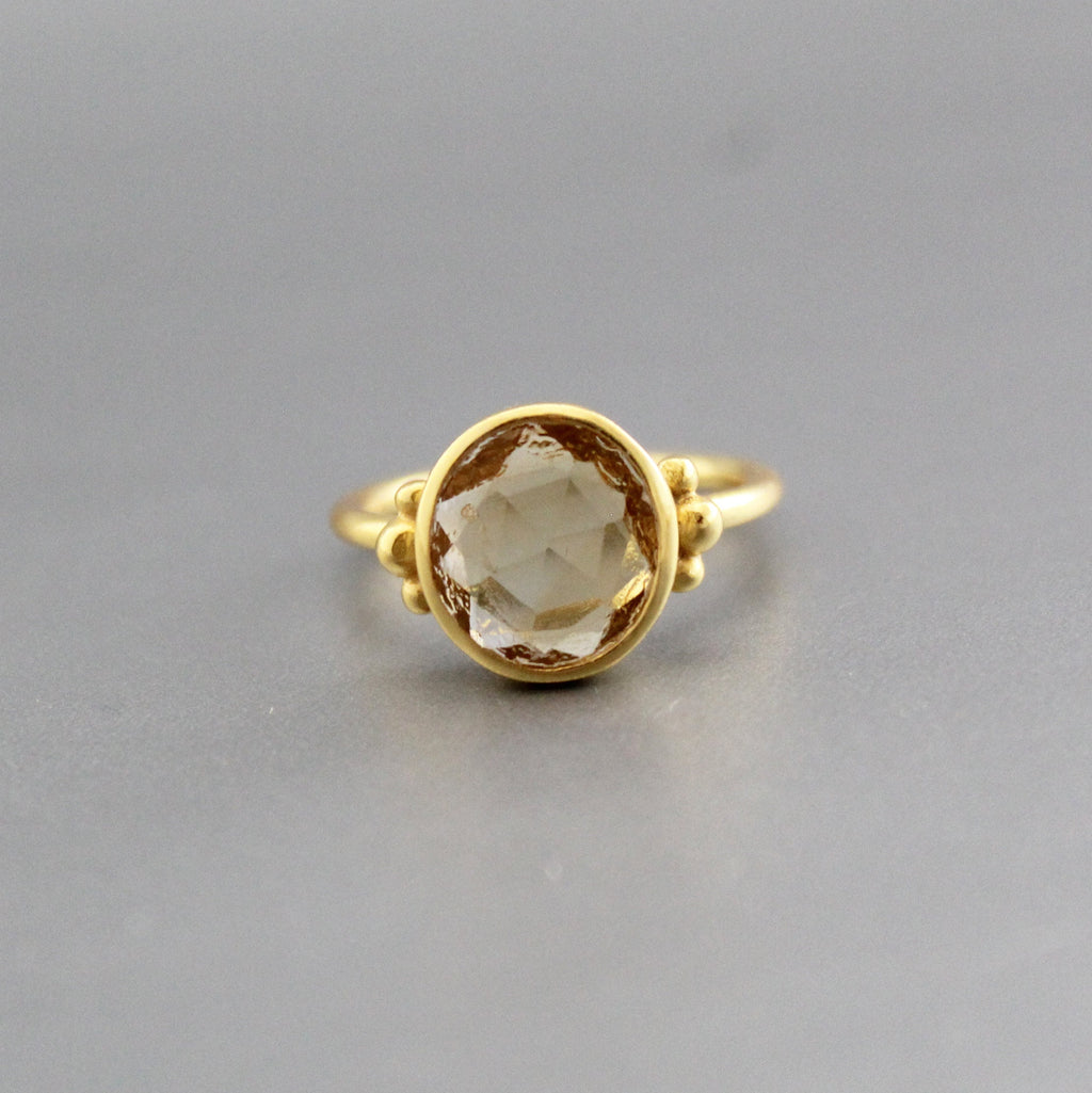 Citrine Gemstone Ring, Handmade Ring, Dainty Ring, Statement Rings, 18K Gold Plated Sterling Silver, November Birthstone