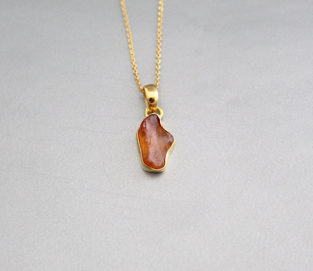 Raw Carnelian Necklace, Sterling Silver, Rough Gemstone Pendant, Dainty Boho Gift for Her, July Birthstone Pendant