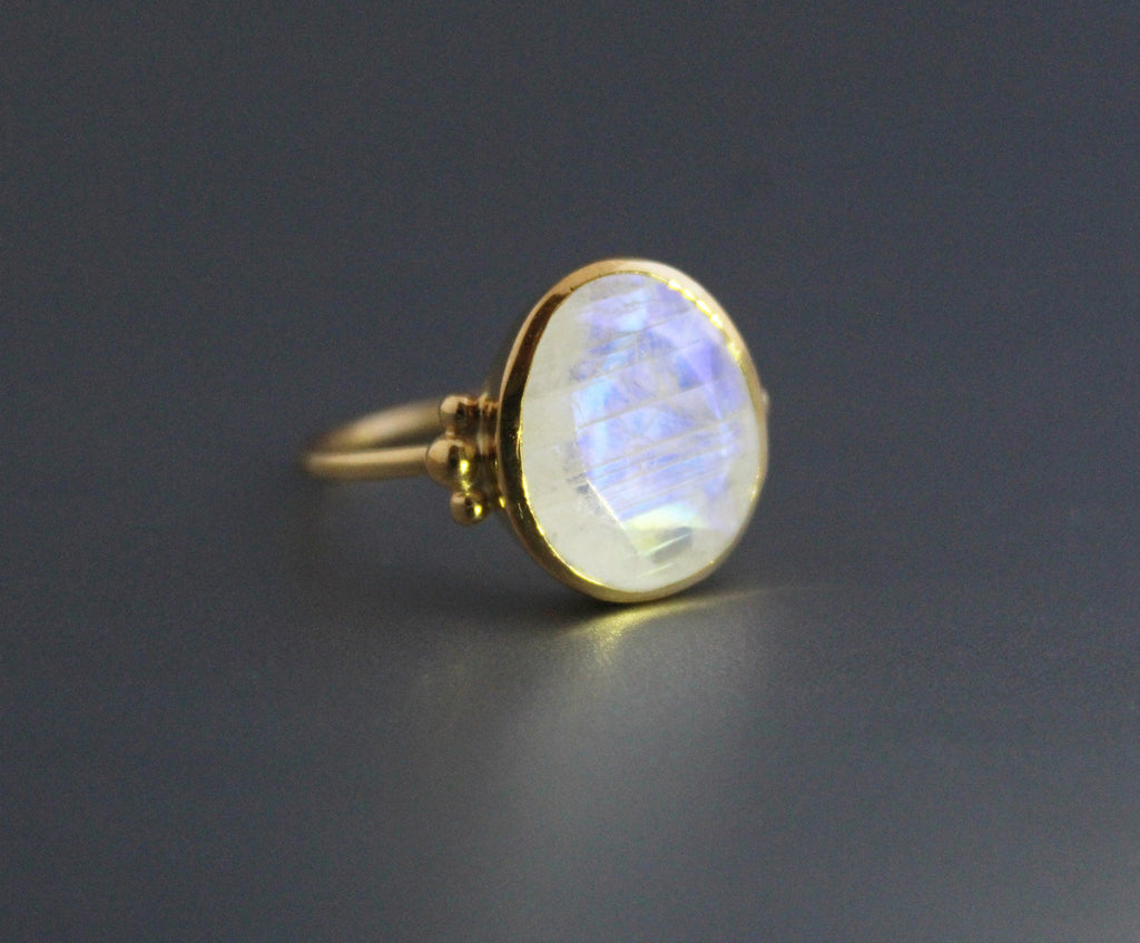 Rainbow Moonstone Ring, 18k Gold Plated Sterling Silver, Bohemian Jewelry, Rainbow Ring, Engagement ring, gemstone silver ring